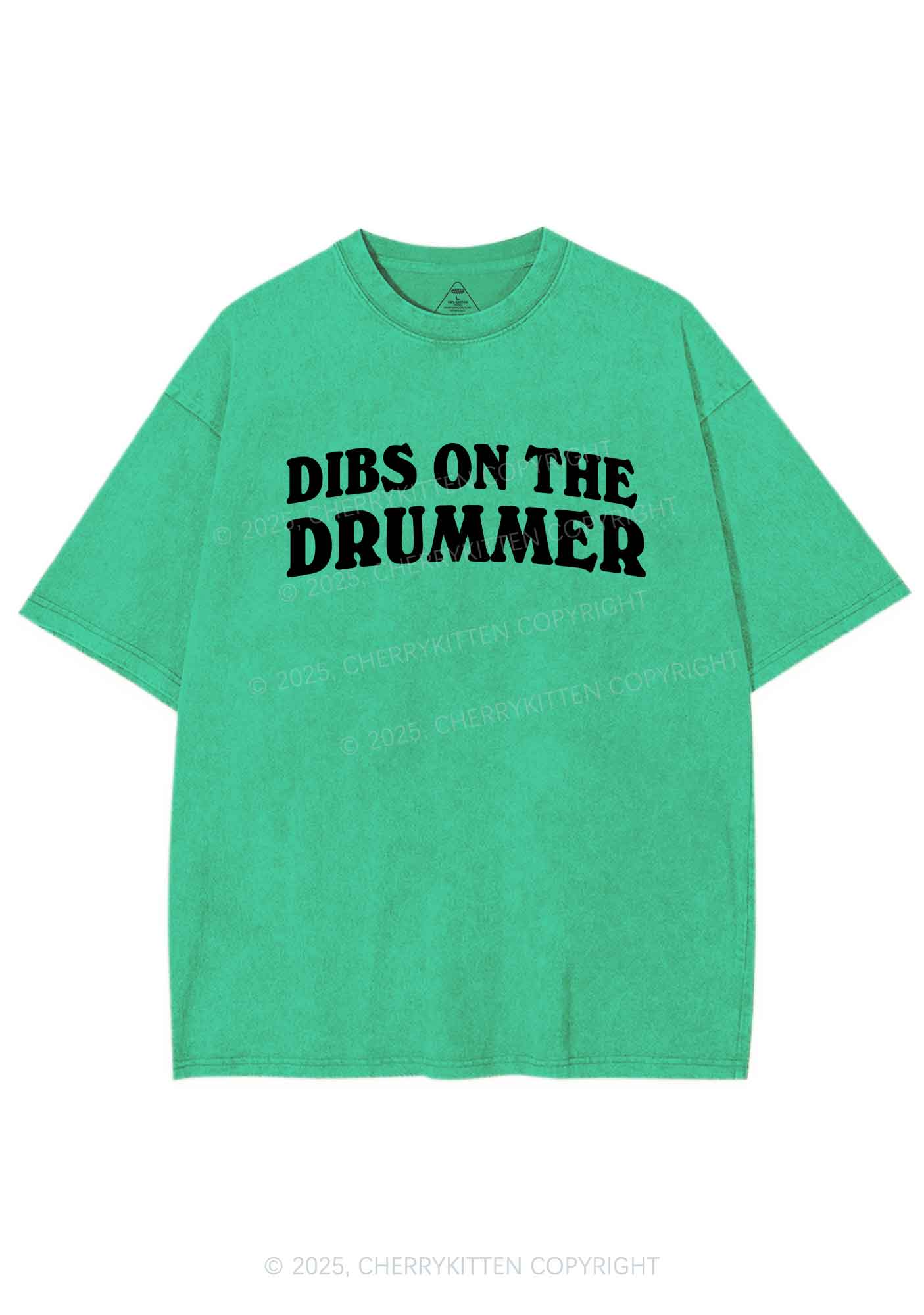 Dibs On The Drummer Y2K Shirts Washed Tee Cherrykitten - Image 8