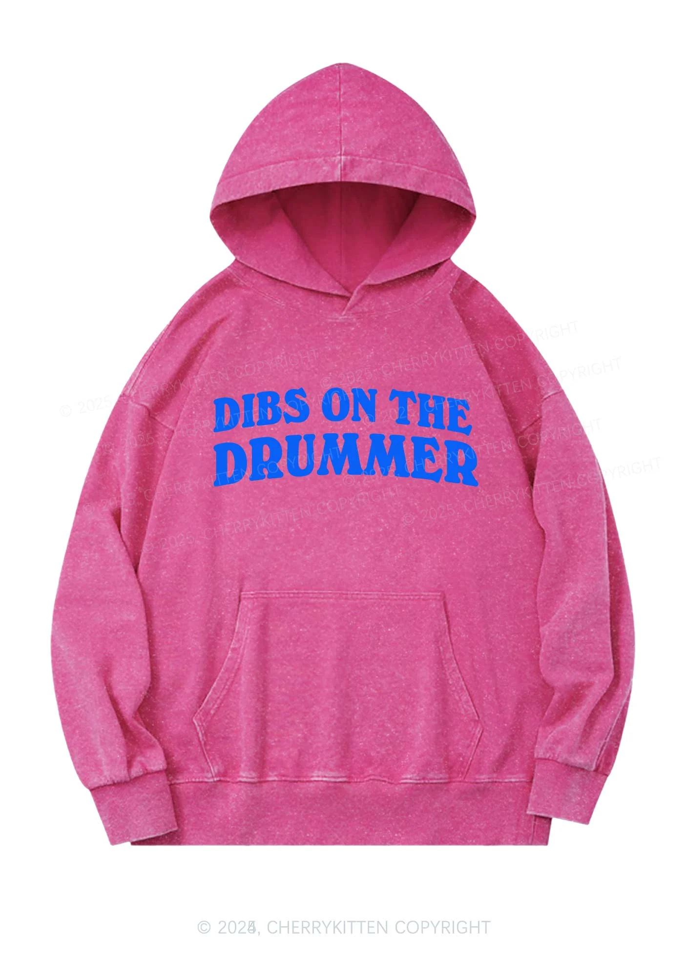 Dibs On The Drummer Y2K Washed Hoodie Cherrykitten - Image 3