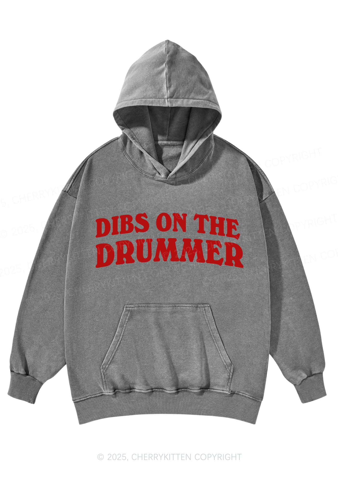 Dibs On The Drummer Y2K Washed Hoodie Cherrykitten - Image 4