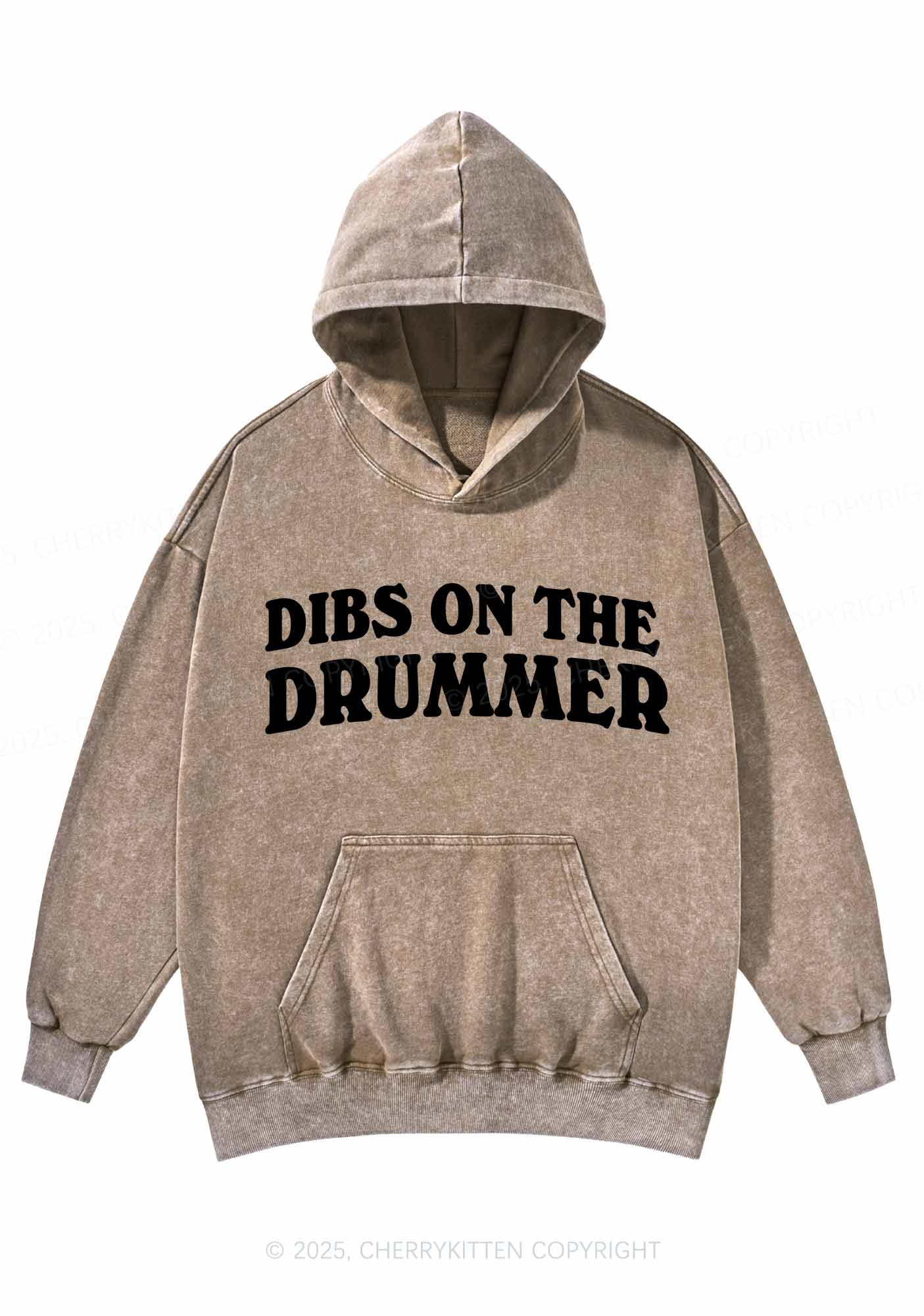 Dibs On The Drummer Y2K Washed Hoodie Cherrykitten - Image 5
