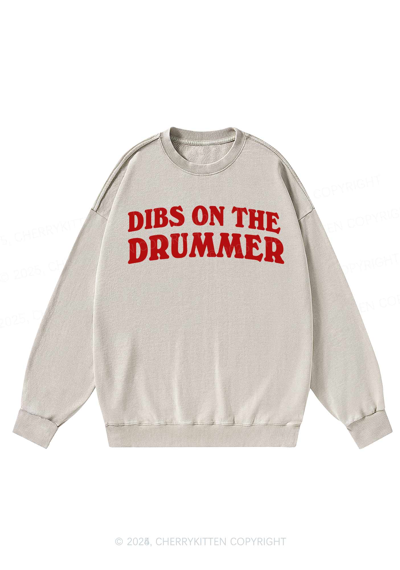 Dibs On The Drummer Y2K Washed Sweatshirts Cherrykitten - Image 3