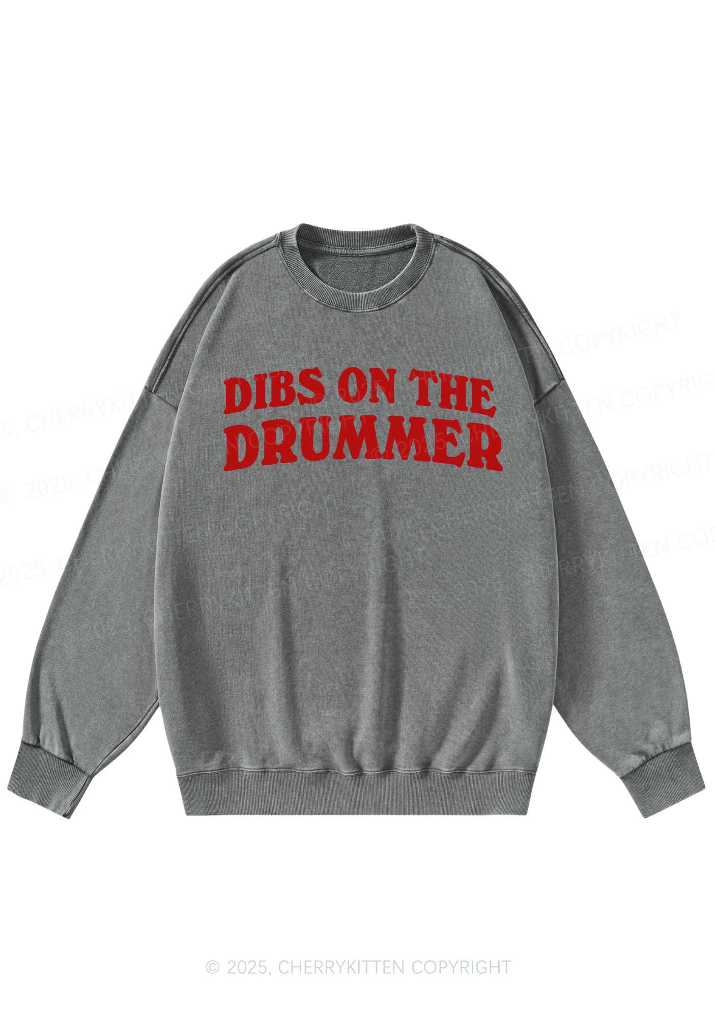 Dibs On The Drummer Y2K Washed Sweatshirts Cherrykitten - Image 6