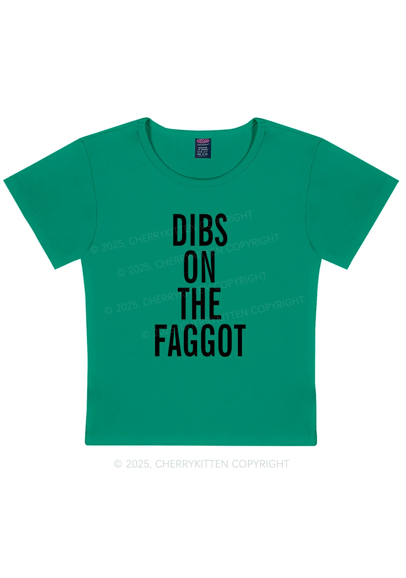 Dibs On The Faggot Pride Y2K Baby Tee Cherrykitten - Image 11