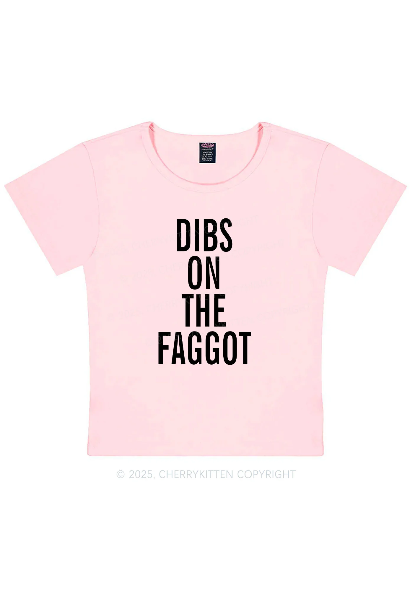 Dibs On The Faggot Pride Y2K Baby Tee Cherrykitten - Image 12