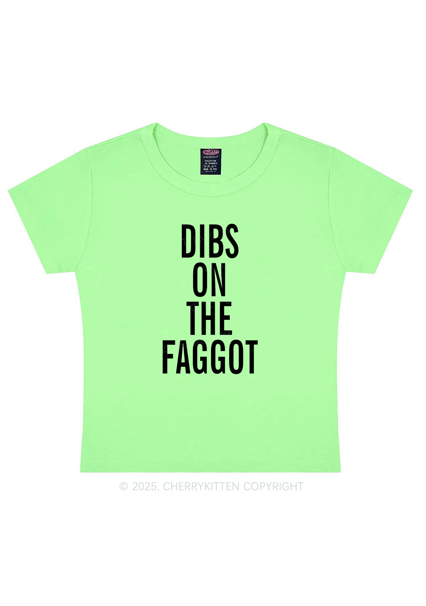 Dibs On The Faggot Pride Y2K Baby Tee Cherrykitten - Image 13