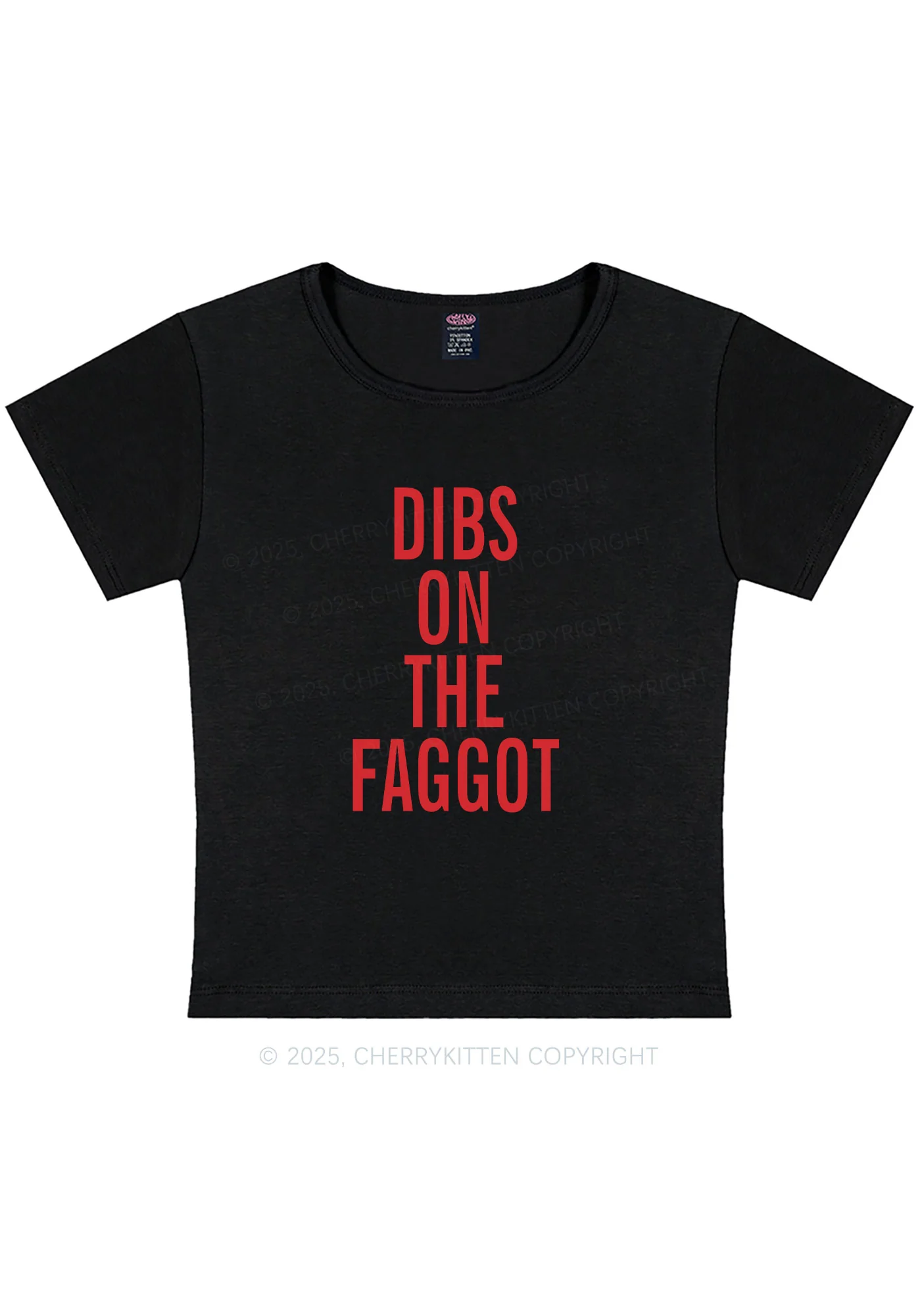 Dibs On The Faggot Pride Y2K Baby Tee Cherrykitten - Image 4
