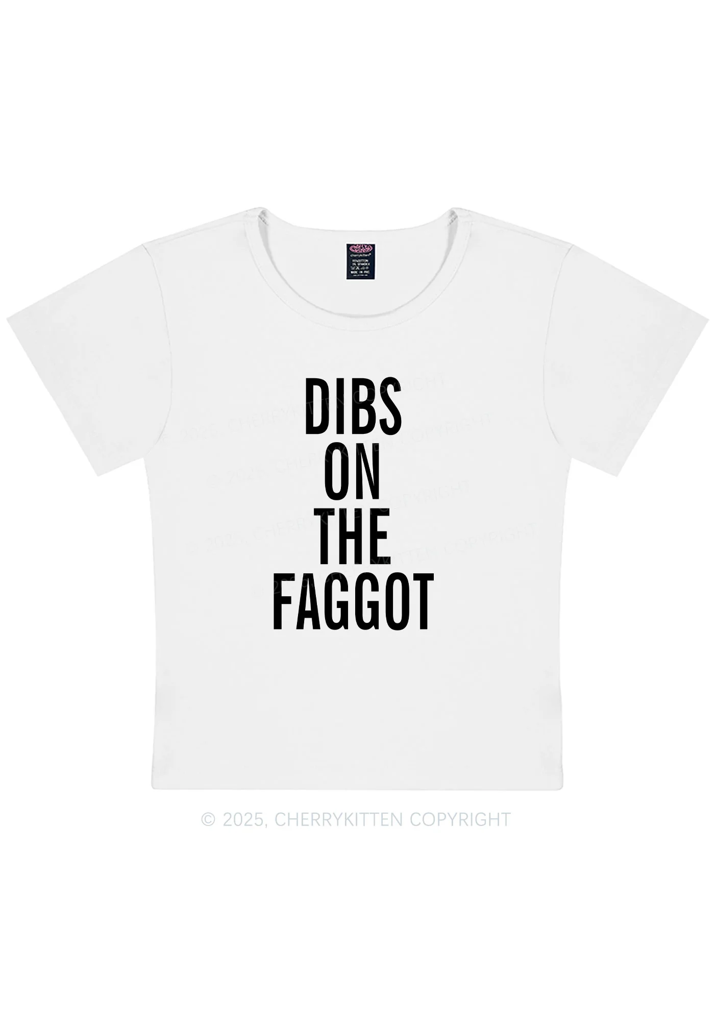 Dibs On The Faggot Pride Y2K Baby Tee Cherrykitten - Image 5