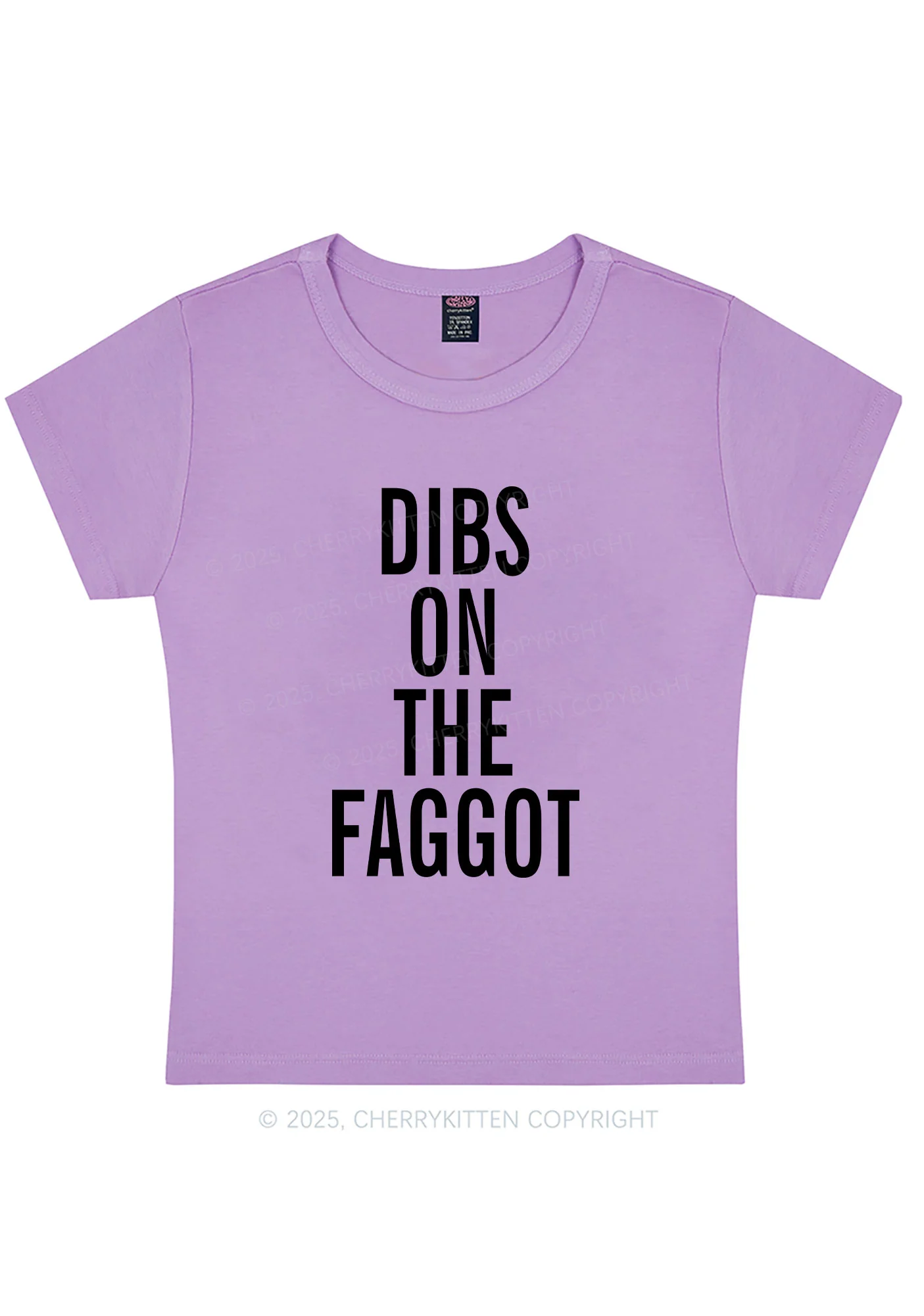 Dibs On The Faggot Pride Y2K Baby Tee Cherrykitten - Image 6