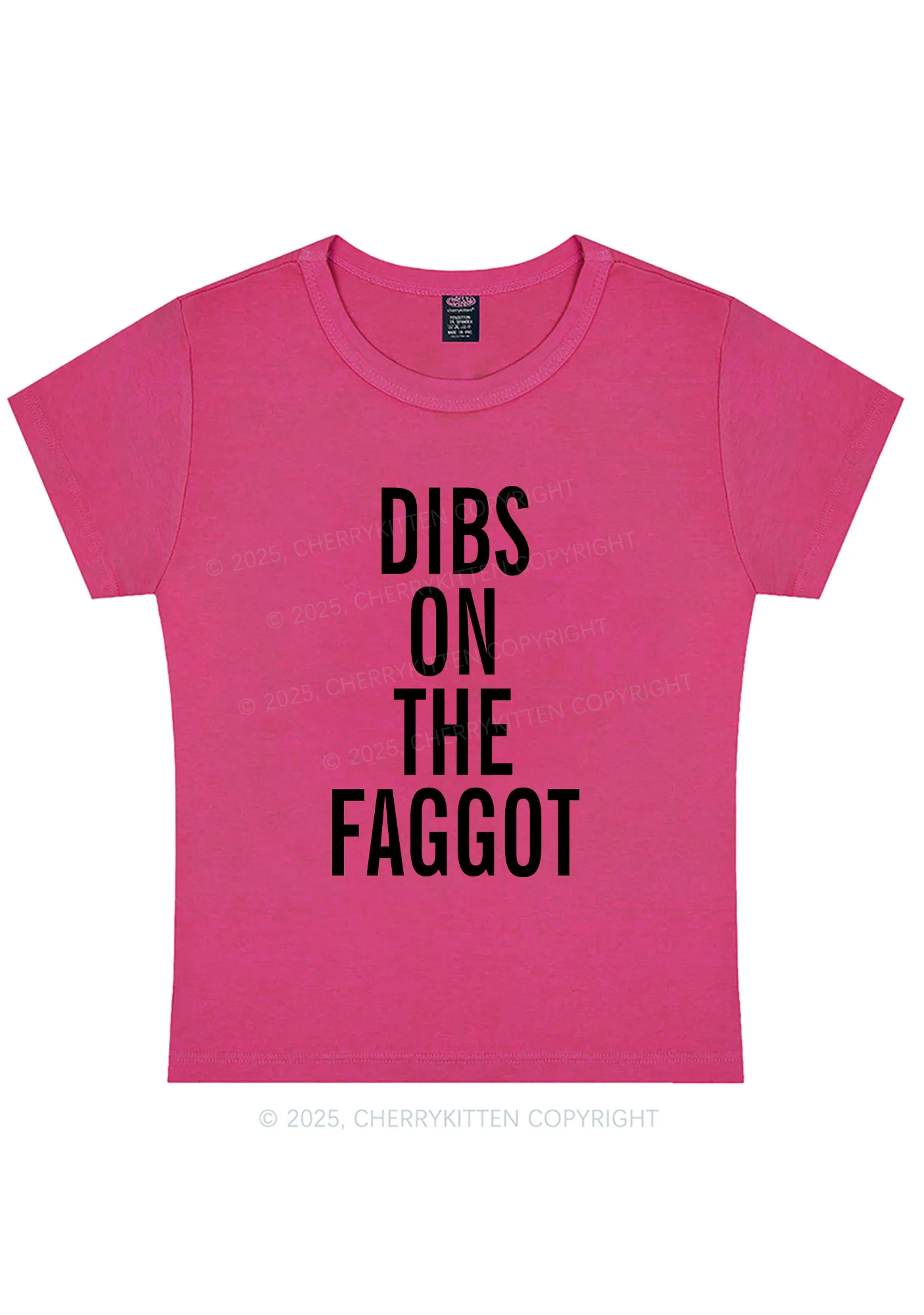 Dibs On The Faggot Pride Y2K Baby Tee Cherrykitten - Image 7