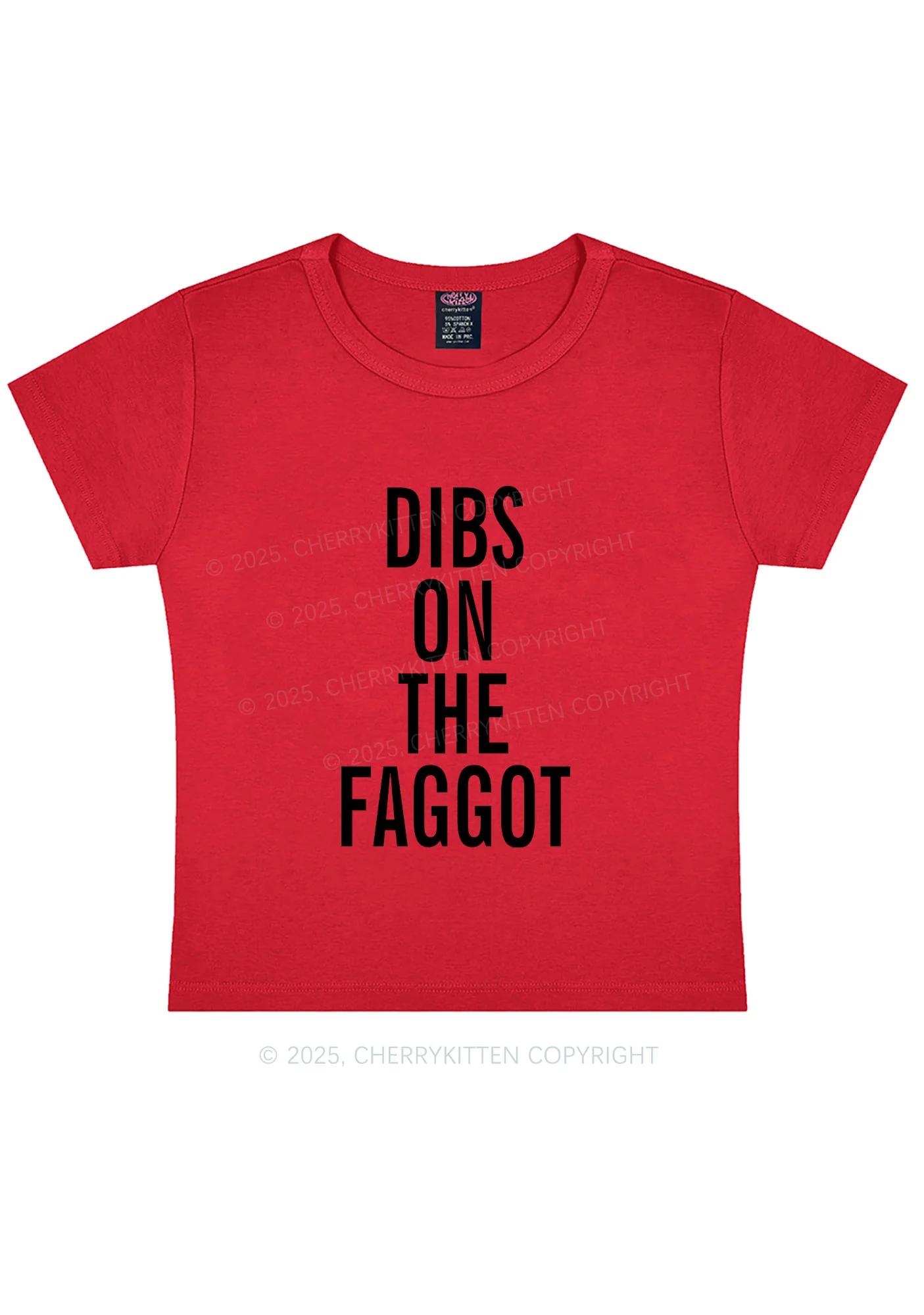 Dibs On The Faggot Pride Y2K Baby Tee Cherrykitten - Image 8