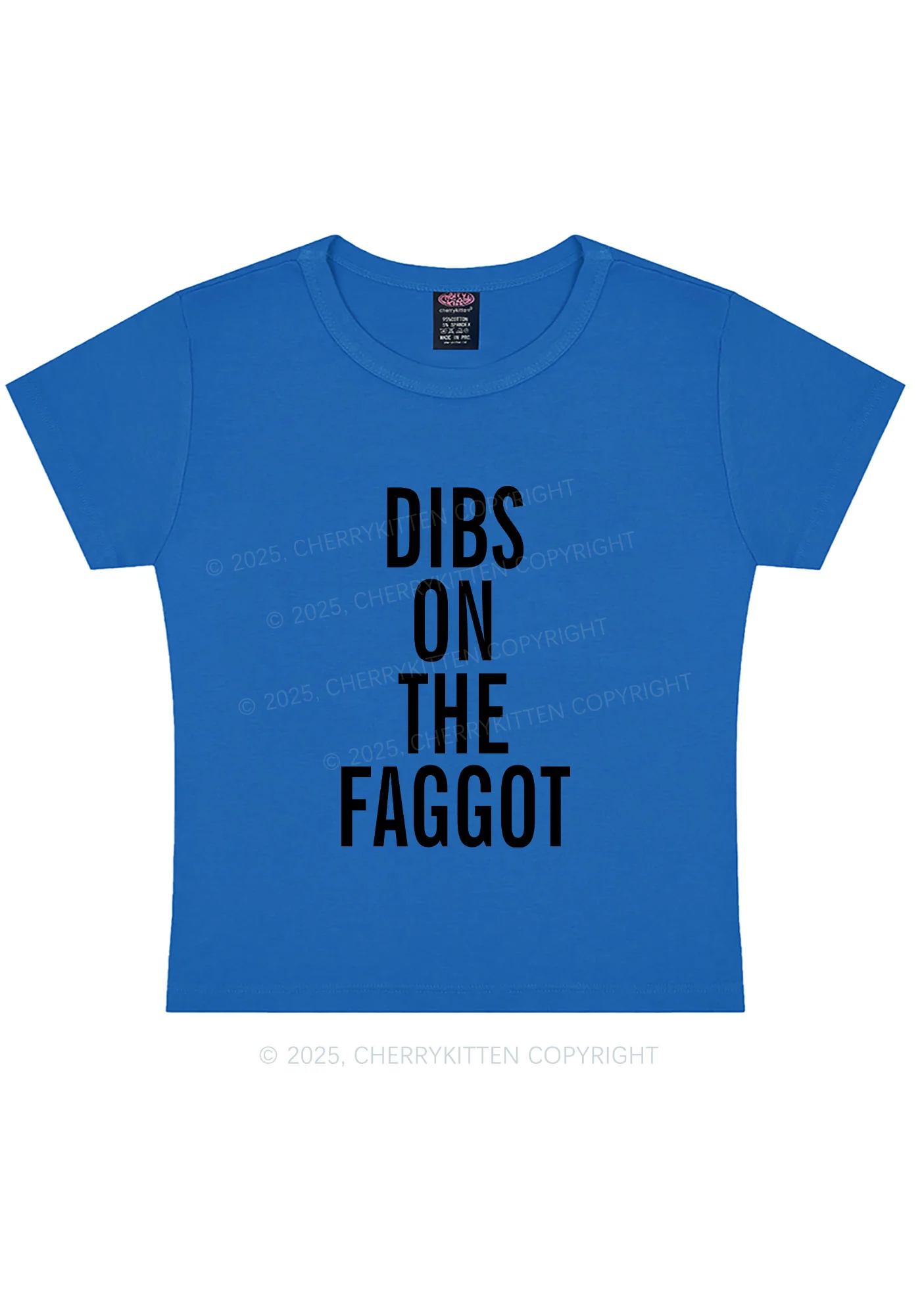 Dibs On The Faggot Pride Y2K Baby Tee Cherrykitten - Image 9