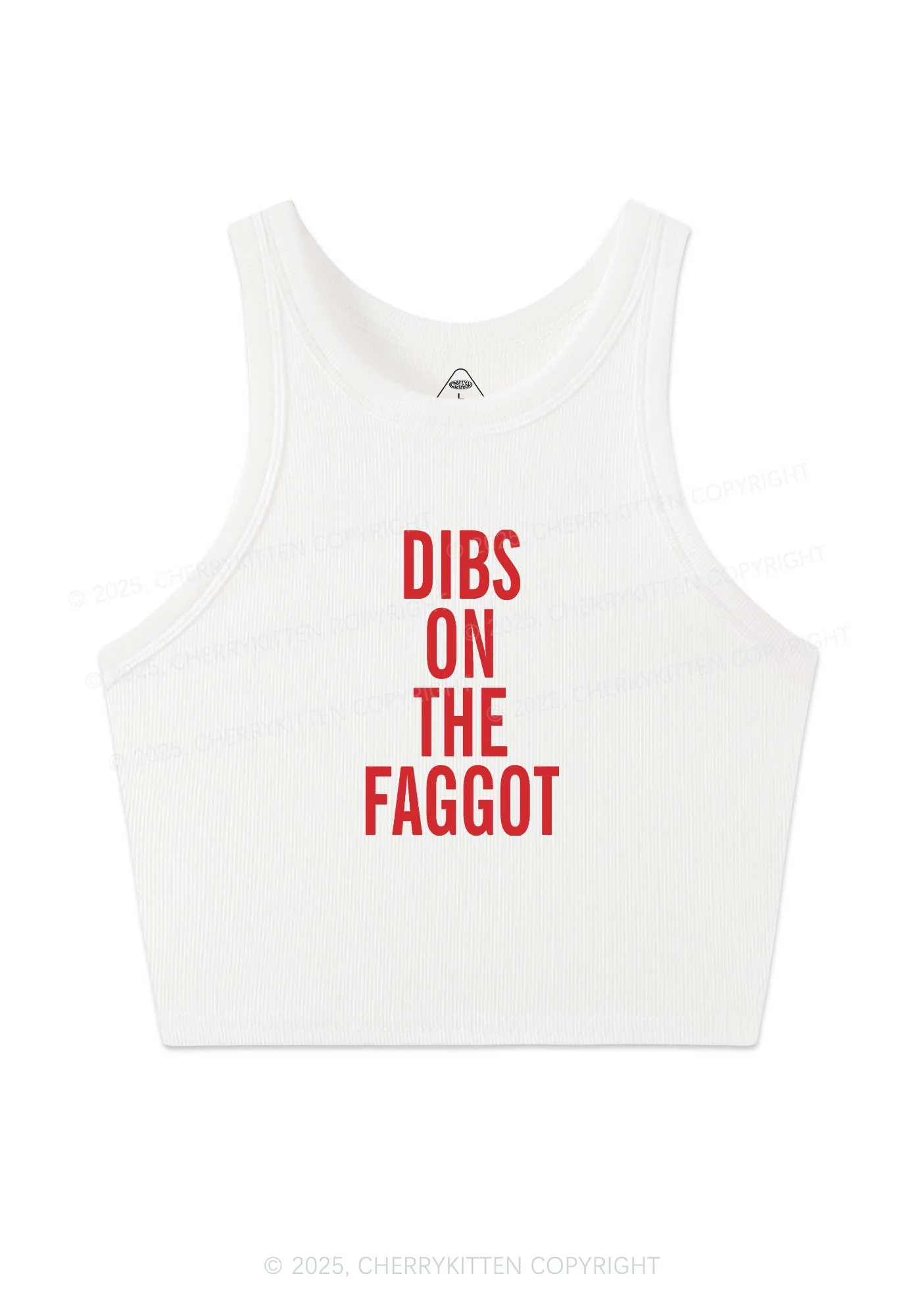 Dibs On The Faggot Pride Y2K Crop Tank Top Cherrykitten - Image 3