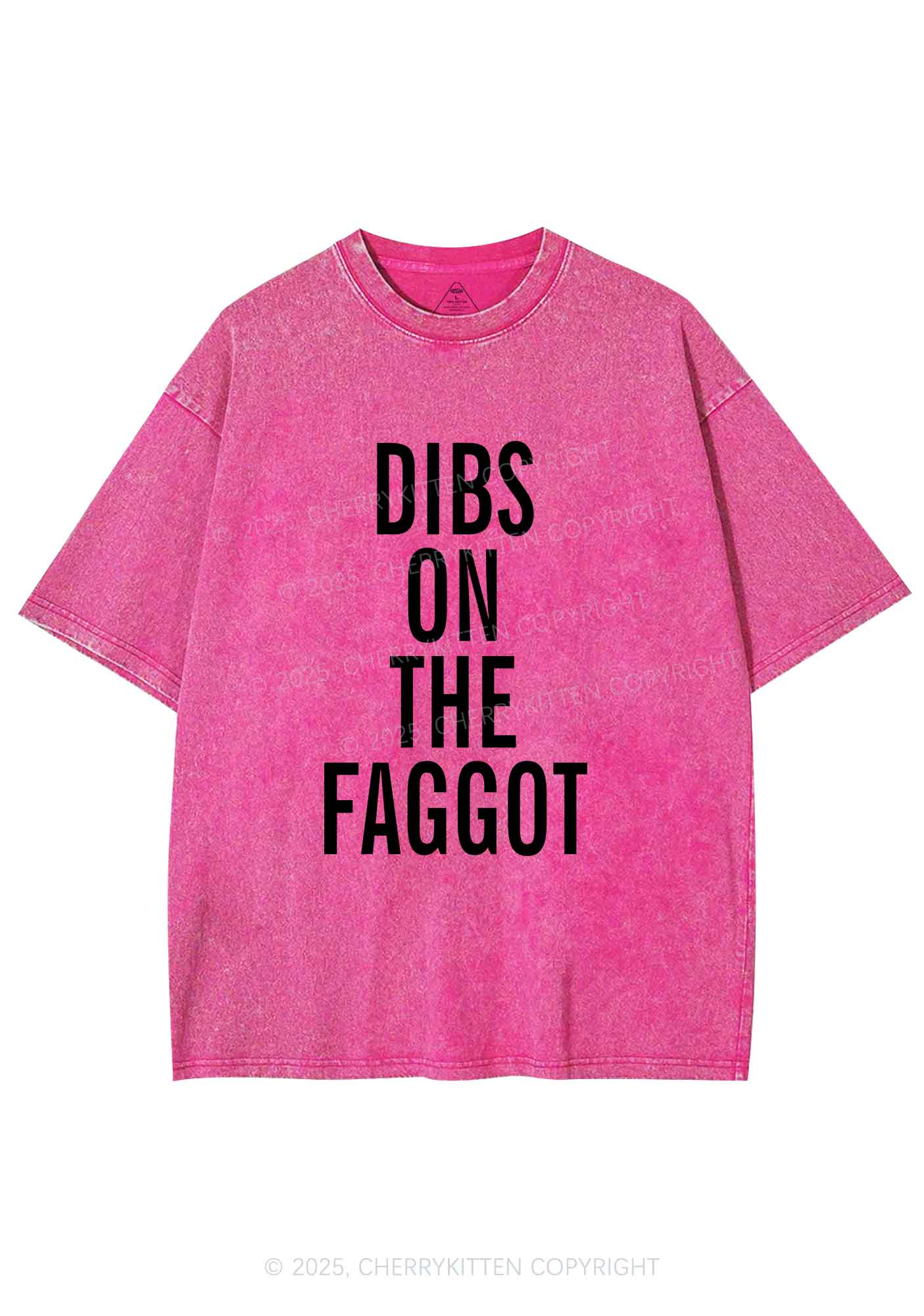 Dibs On The Faggot Pride Y2K Shirts Washed Tee Cherrykitten - Image 4