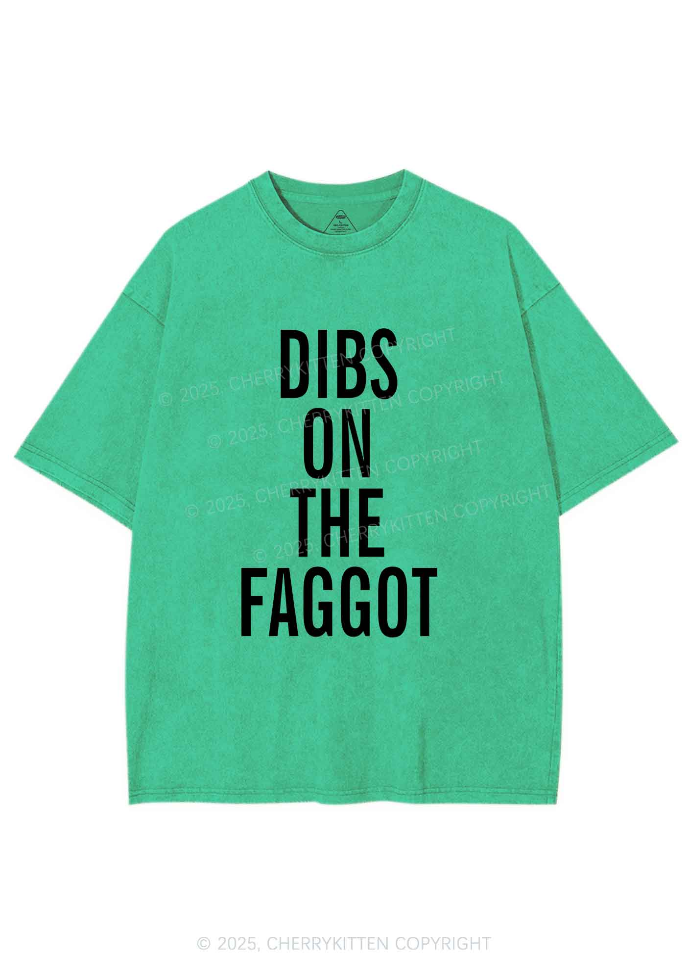 Dibs On The Faggot Pride Y2K Shirts Washed Tee Cherrykitten - Image 5