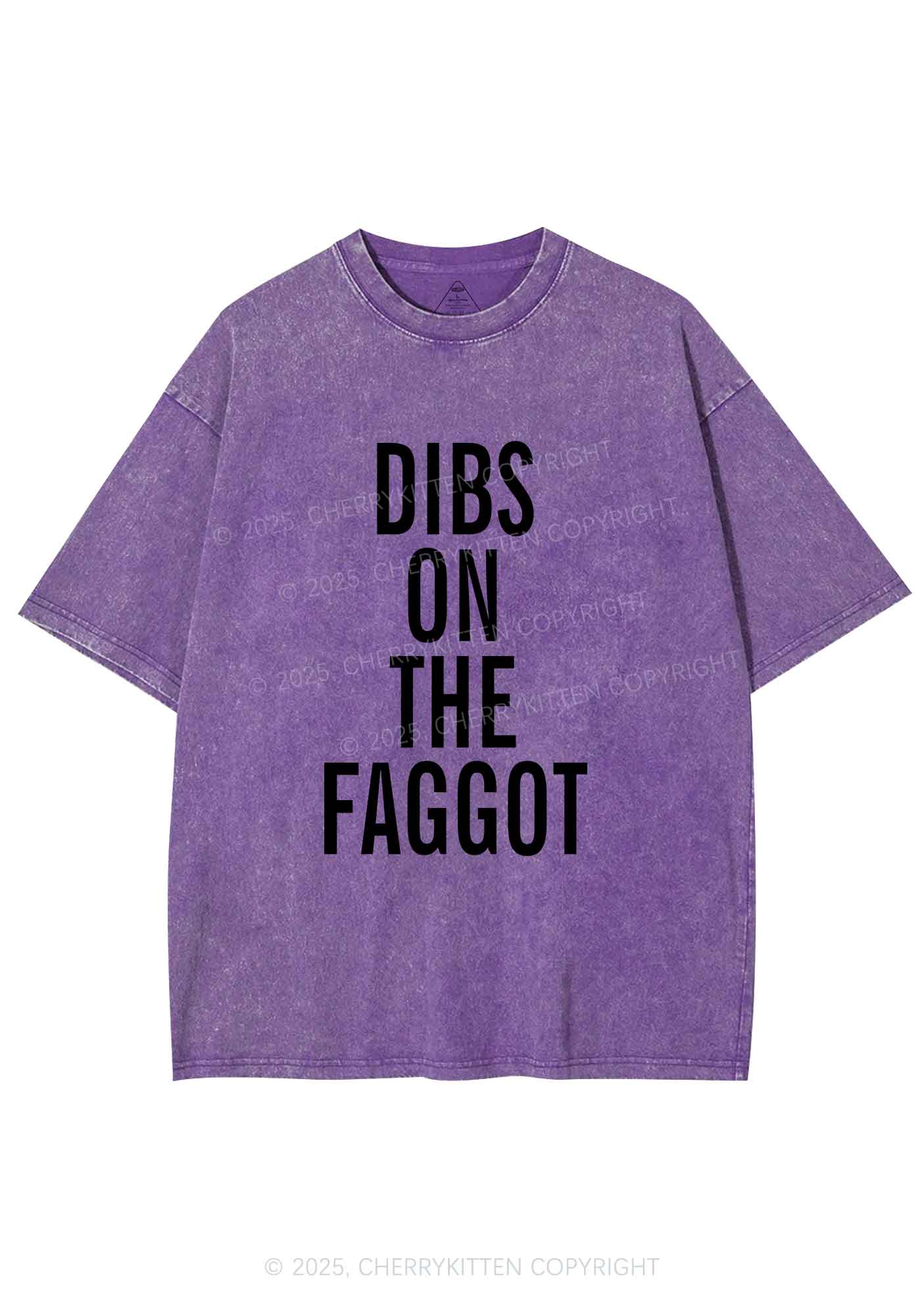 Dibs On The Faggot Pride Y2K Shirts Washed Tee Cherrykitten - Image 6