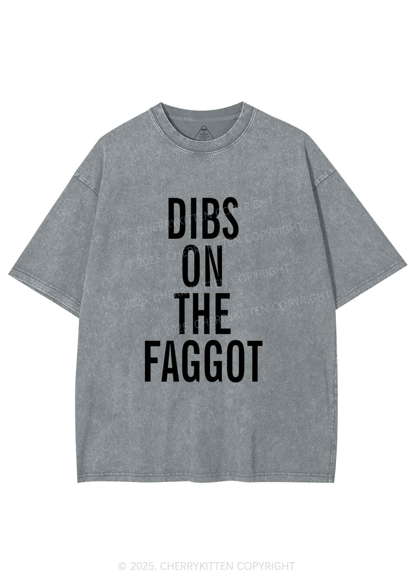 Dibs On The Faggot Pride Y2K Shirts Washed Tee Cherrykitten - Image 7