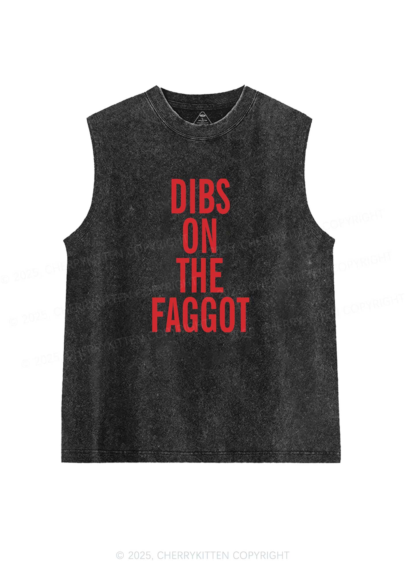 Dibs On The Faggot Pride Y2K Washed Muscle Tank Cherrykitten - Image 3