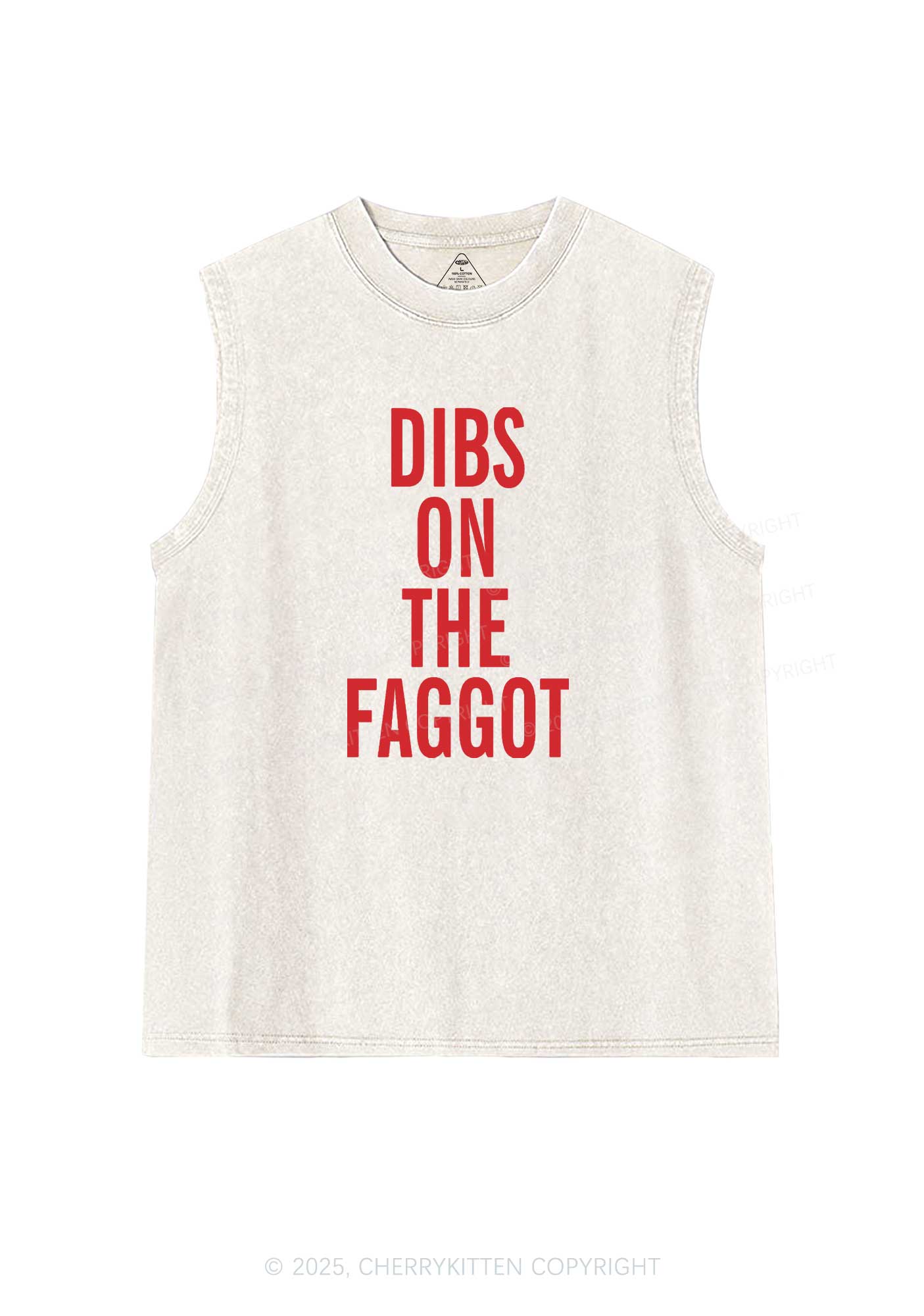 Dibs On The Faggot Pride Y2K Washed Muscle Tank Cherrykitten - Image 4