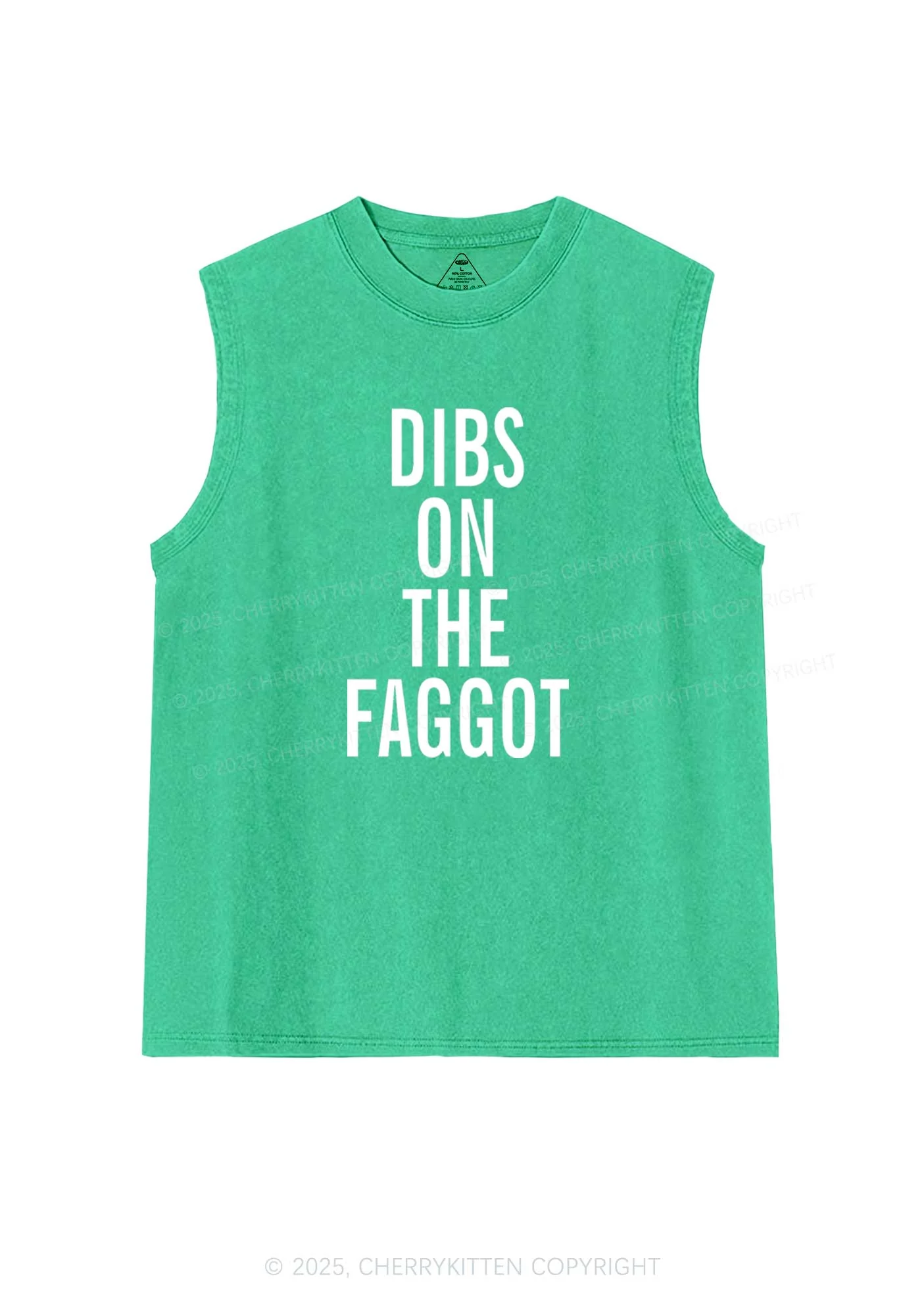 Dibs On The Faggot Pride Y2K Washed Muscle Tank Cherrykitten - Image 5