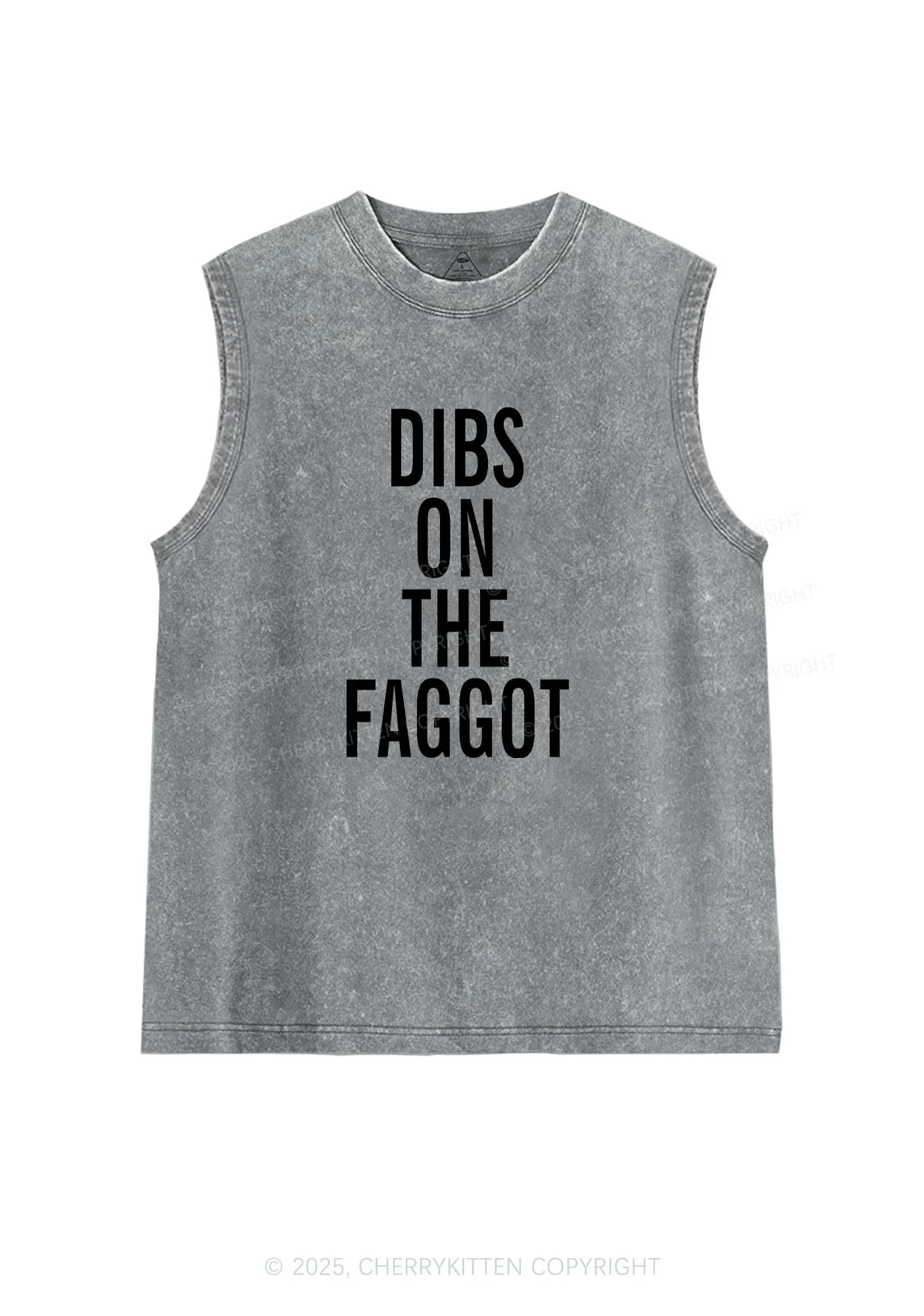 Dibs On The Faggot Pride Y2K Washed Muscle Tank Cherrykitten - Image 7