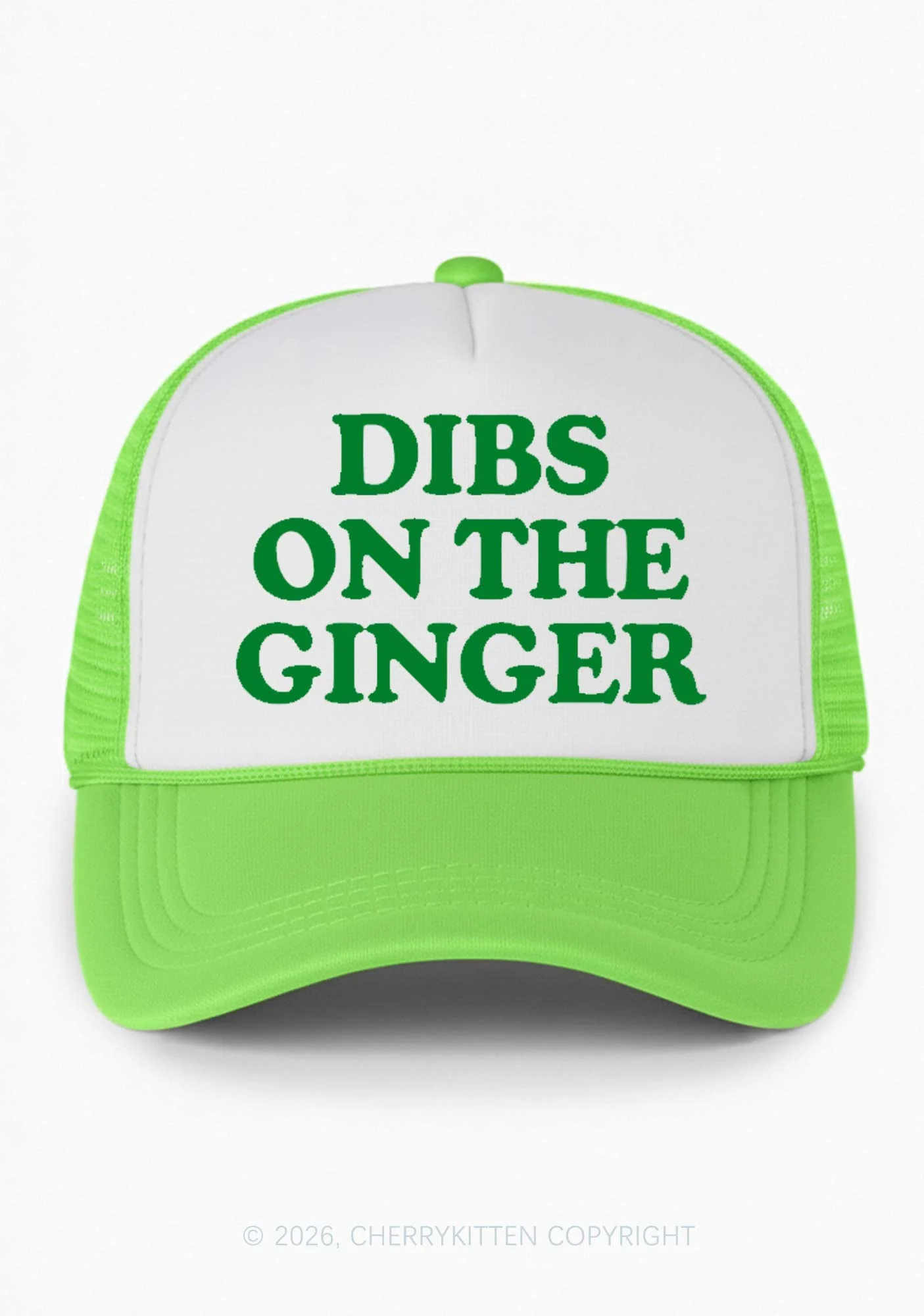 Dibs On The Ginger St Patricks Y2K Colorblock Trucker Hat Cherrykitten - Image 2