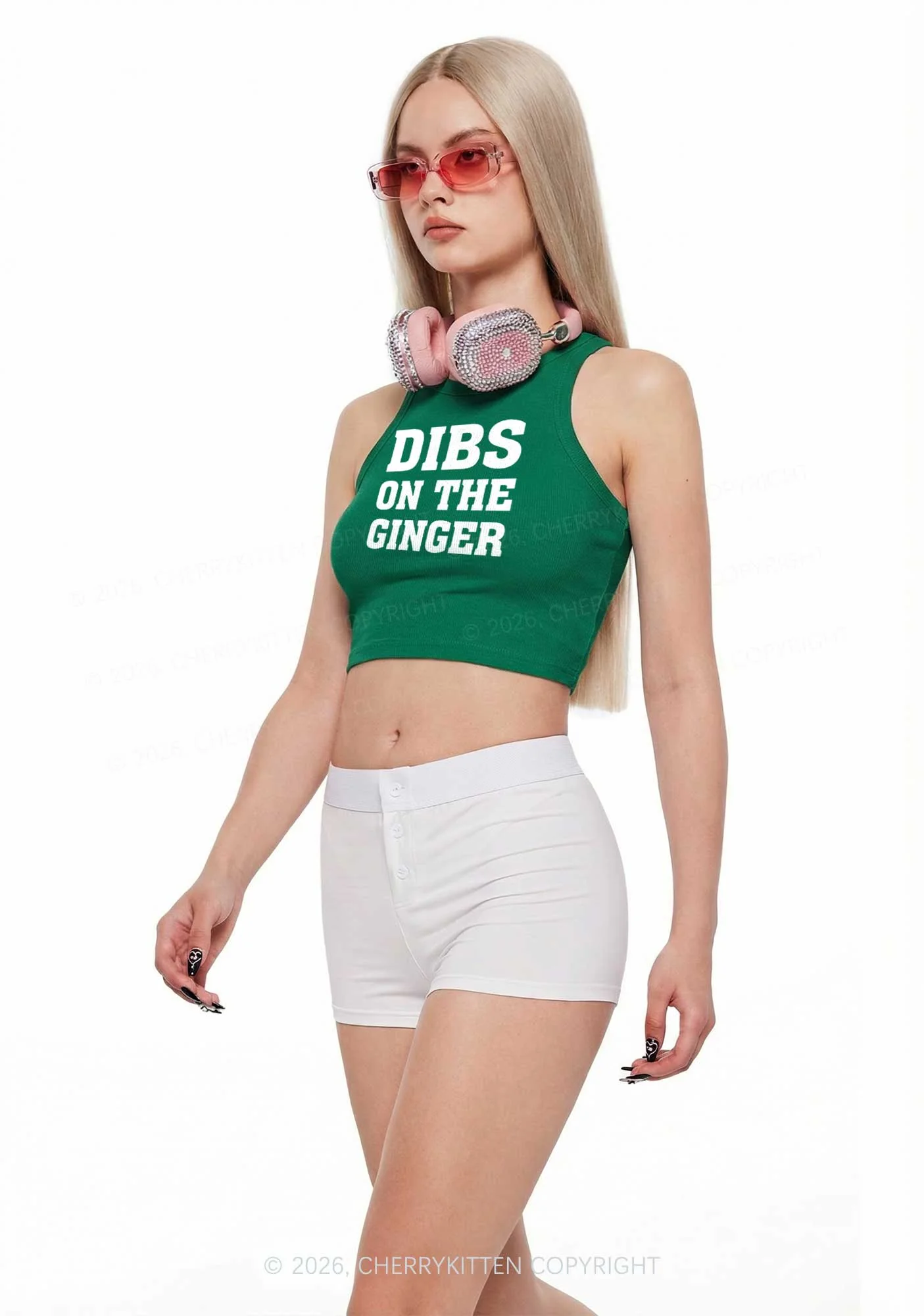 Dibs On The Ginger St Patricks Y2K Crop Tank Top Cherrykitten - Image 2
