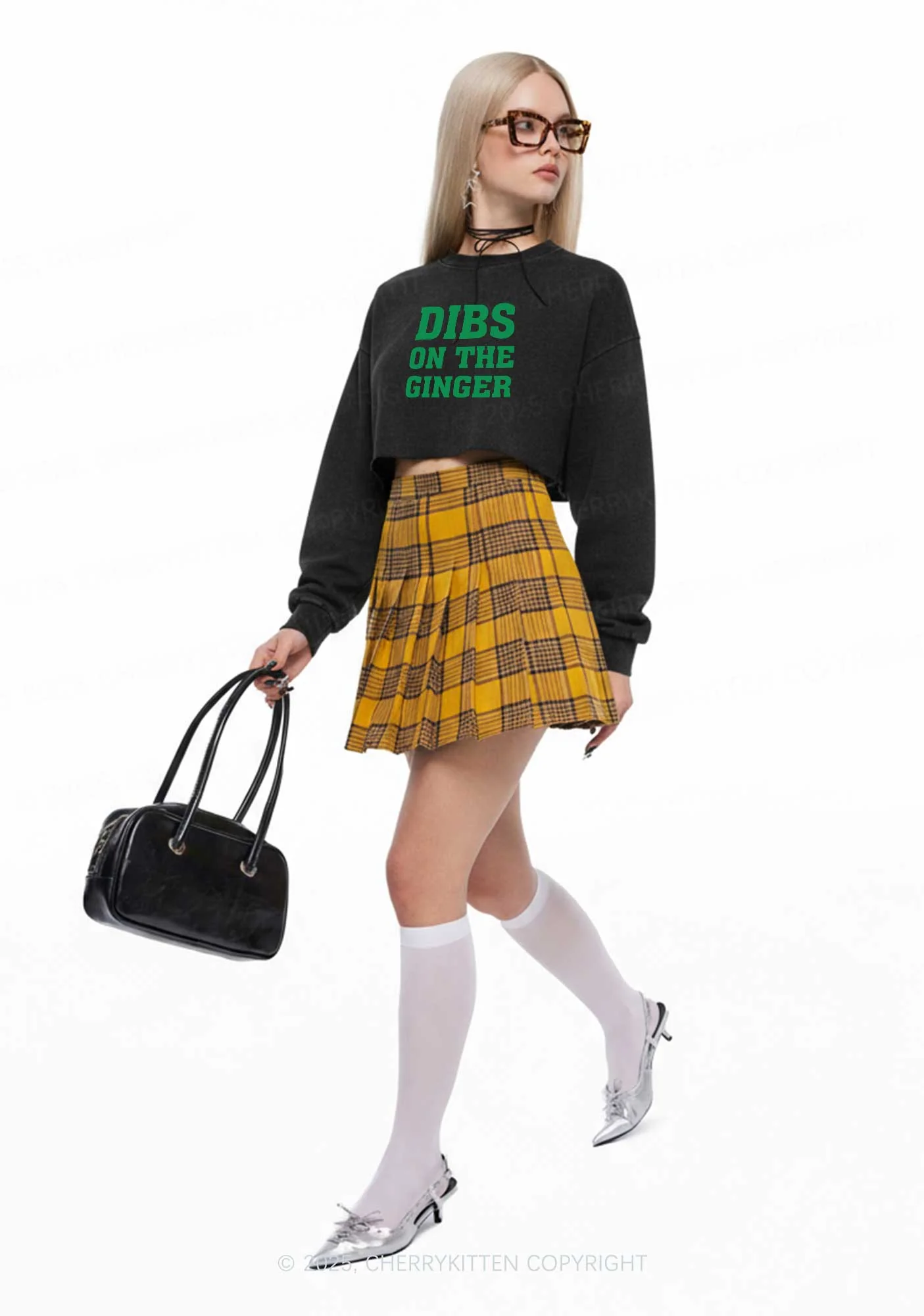 Dibs On The Ginger St Patricks Y2K Crop Washed Sweatshirts Cherrykitten - Image 2