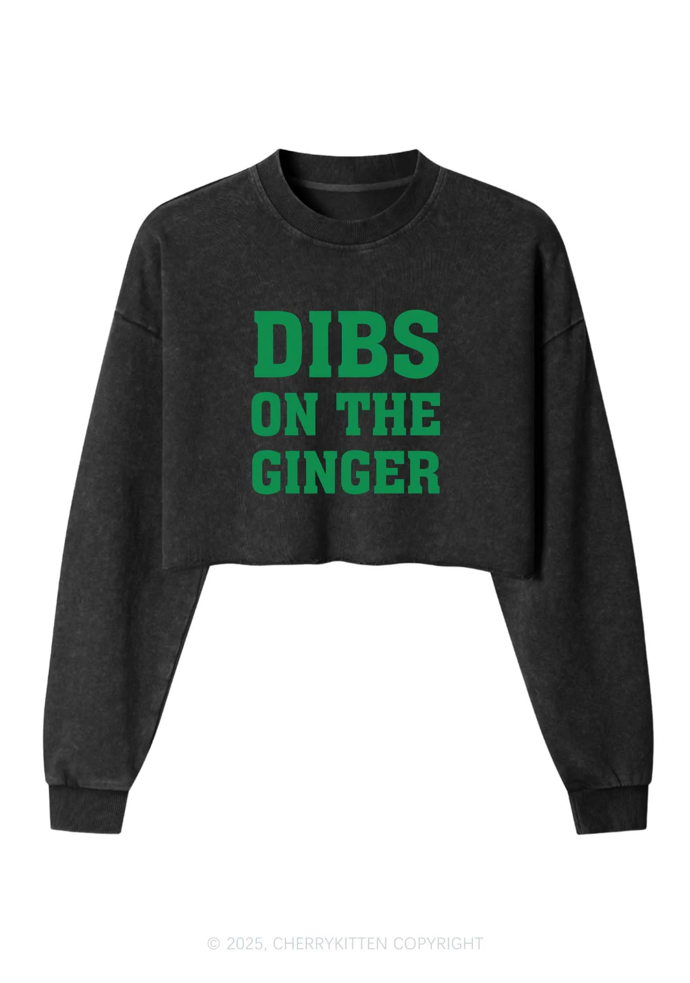 Dibs On The Ginger St Patricks Y2K Crop Washed Sweatshirts Cherrykitten - Image 3