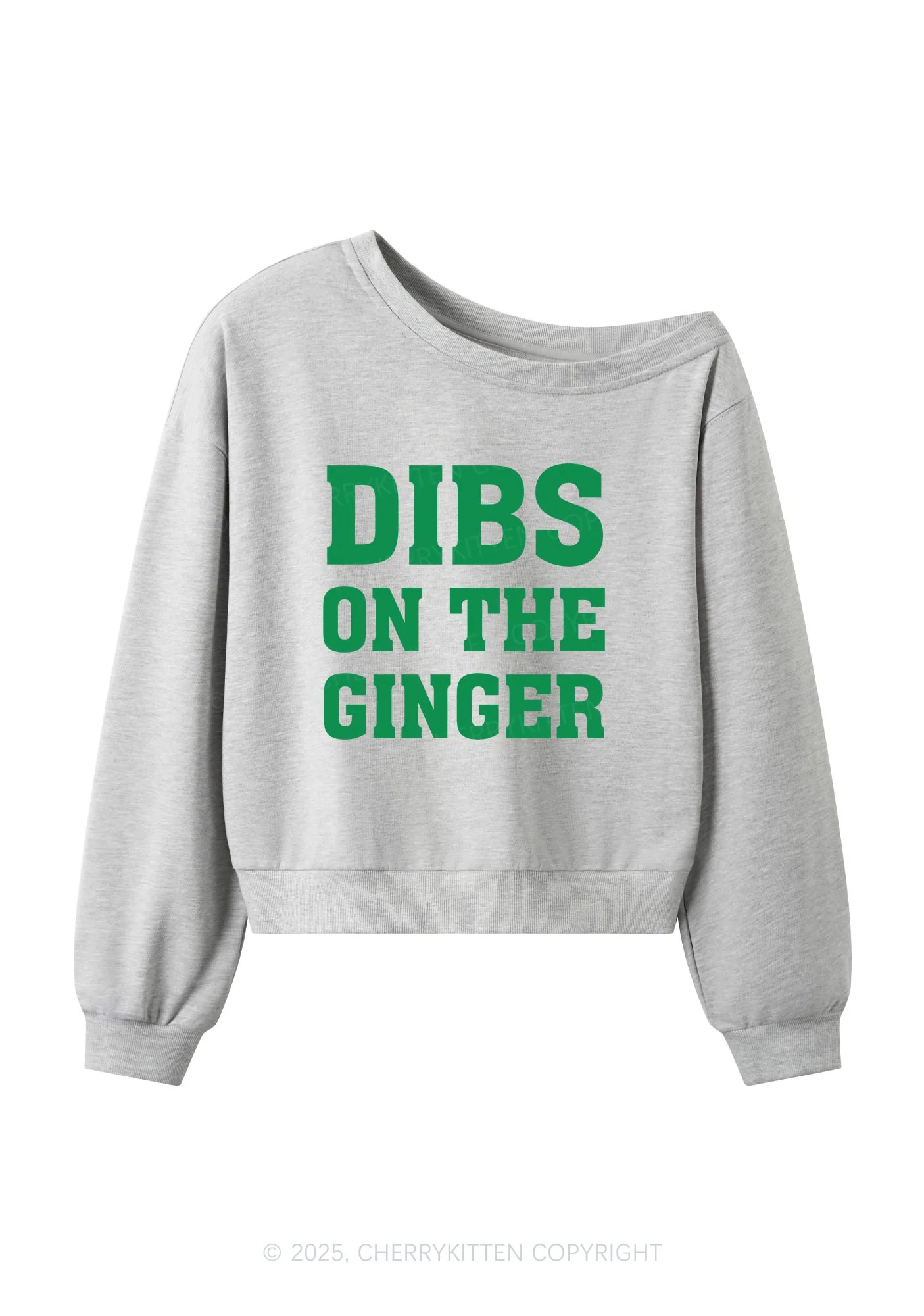 Dibs On The Ginger St Patricks Y2K Off Shoulder Sweatshirts Cherrykitten - Image 3