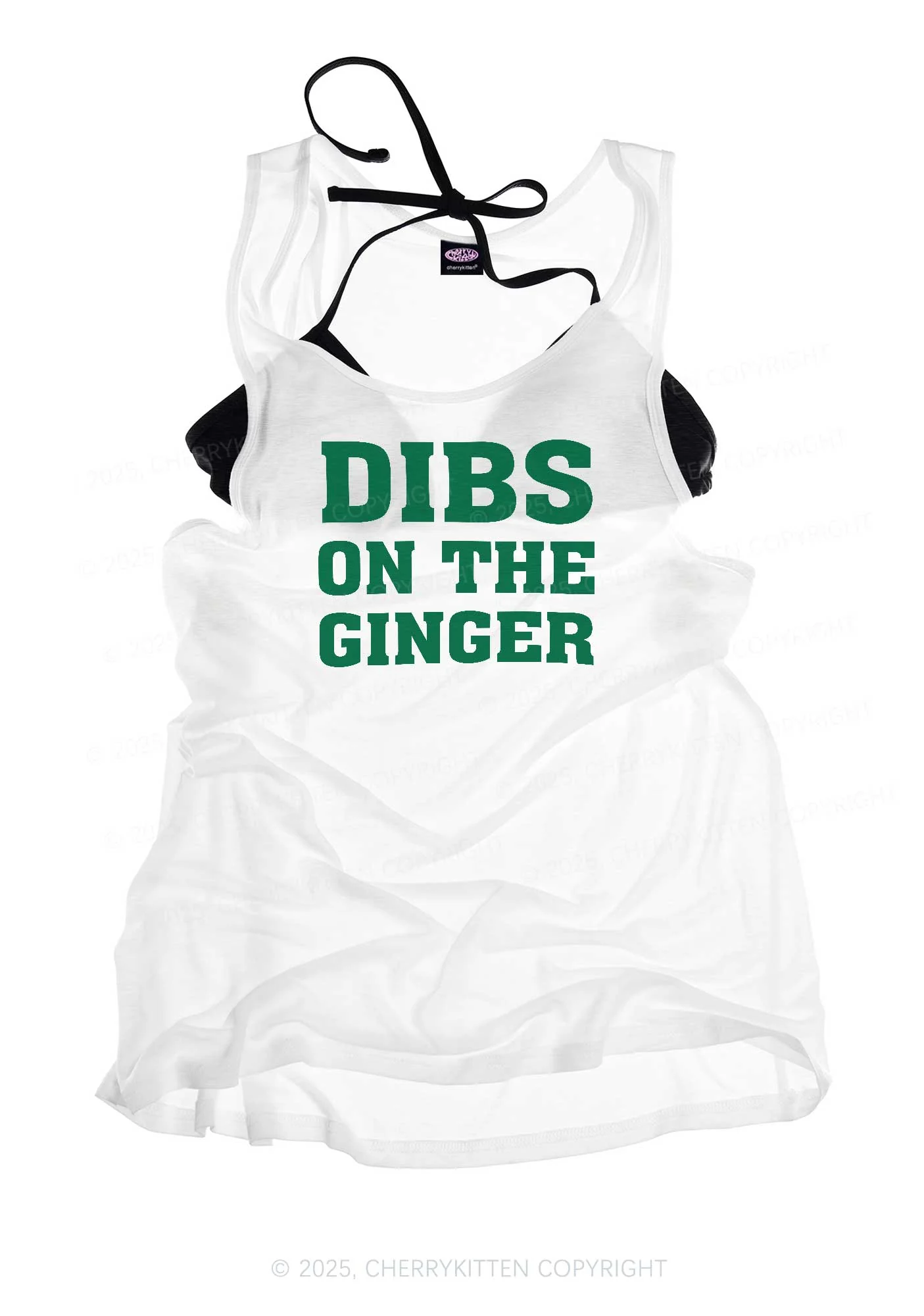 Dibs On The Ginger St Patricks Y2K Sheer Boyfriend Tank Cherrykitten - Image 3