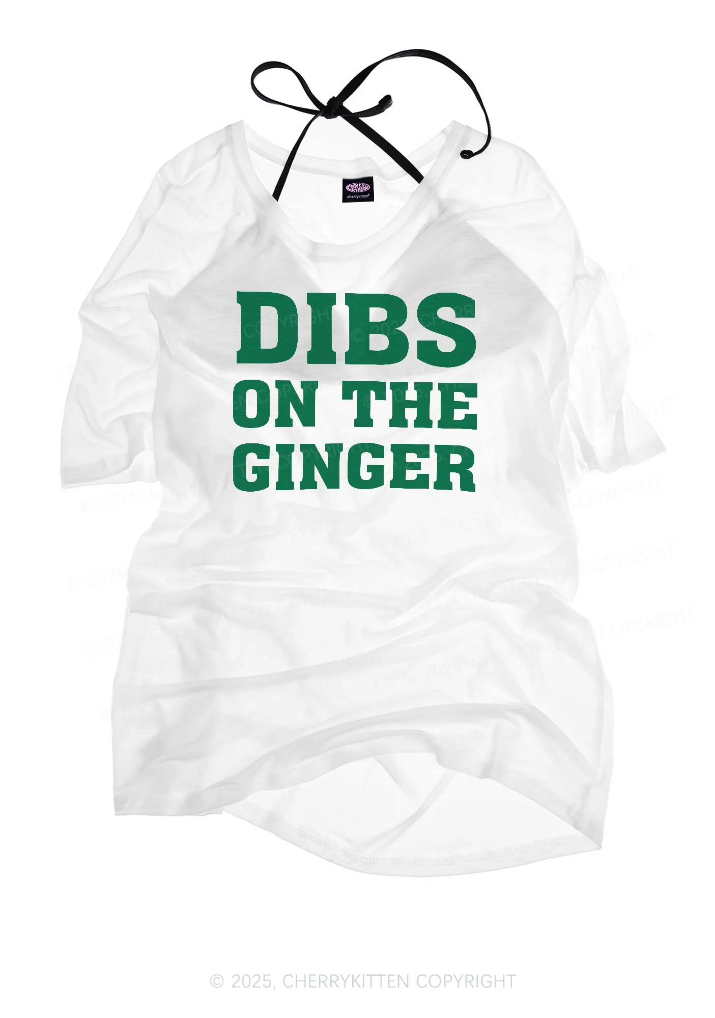 Dibs On The Ginger St Patricks Y2K Sheer Boyfriend Tee Cherrykitten - Image 3