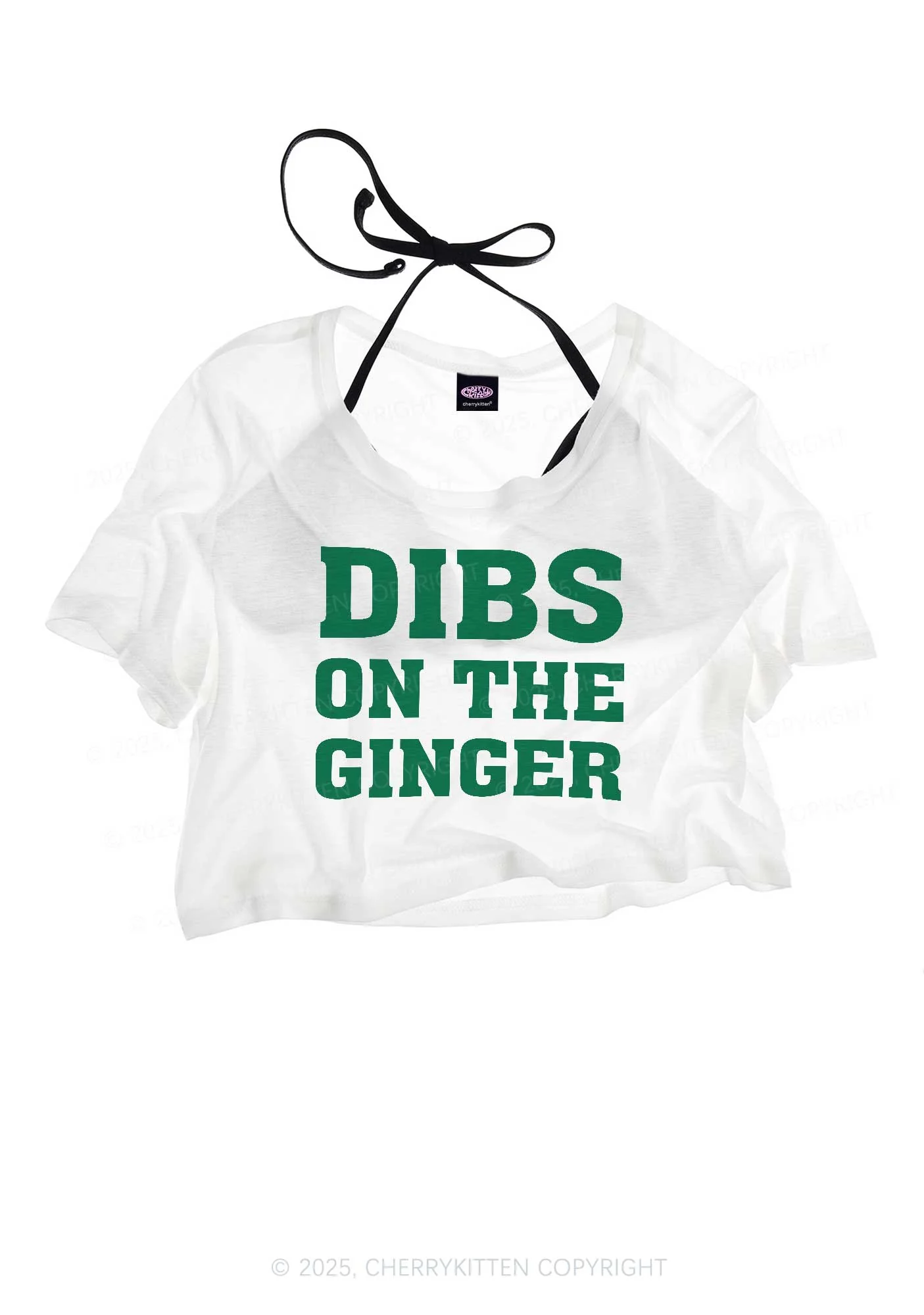 Dibs On The Ginger St Patricks Y2K Sheer Crop Tee Cherrykitten - Image 3