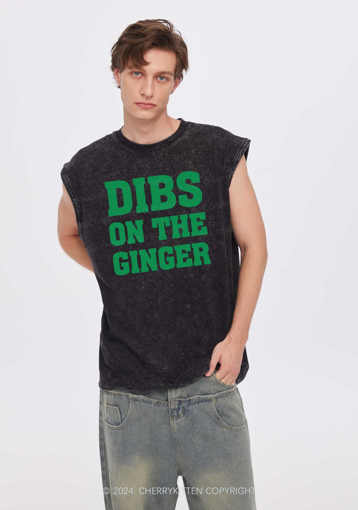 Dibs On The Ginger St Patricks Y2K Washed Tank Cherrykitten - Image 3