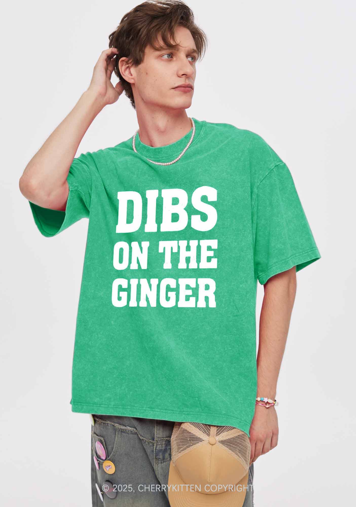 Dibs On The Ginger St Patricks Y2K Washed Tee Cherrykitten - Image 2