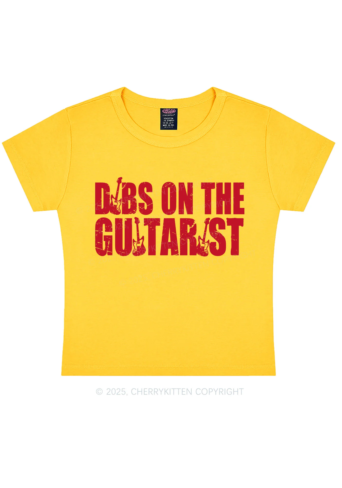 Dibs On The Guitarist Y2K Baby Tee Cherrykitten - Image 4