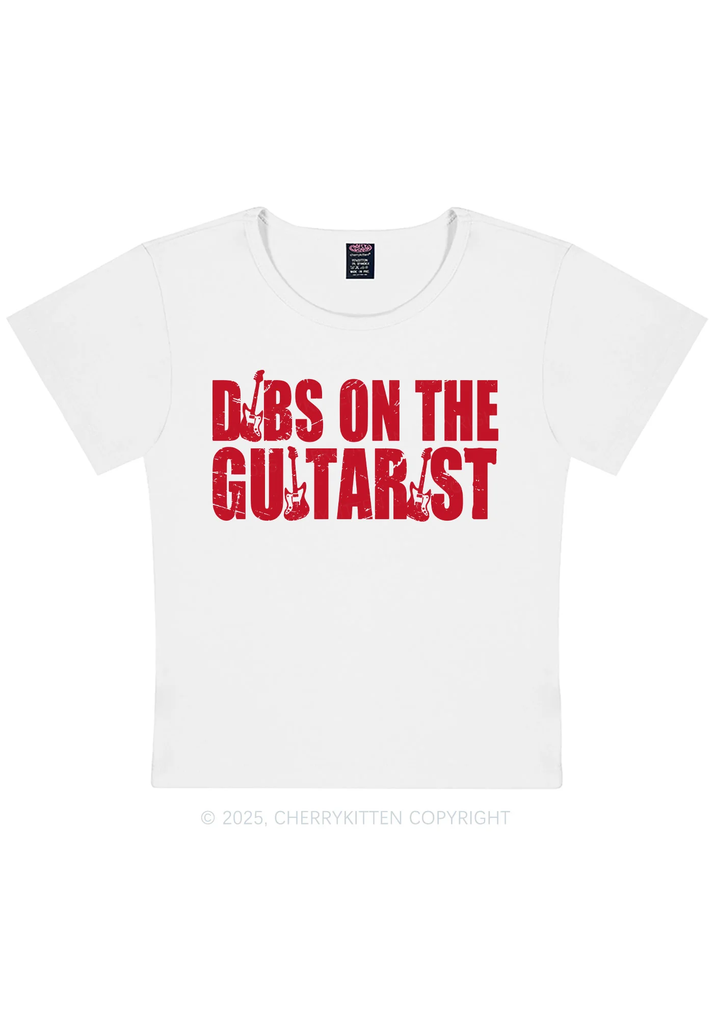Dibs On The Guitarist Y2K Baby Tee Cherrykitten - Image 6