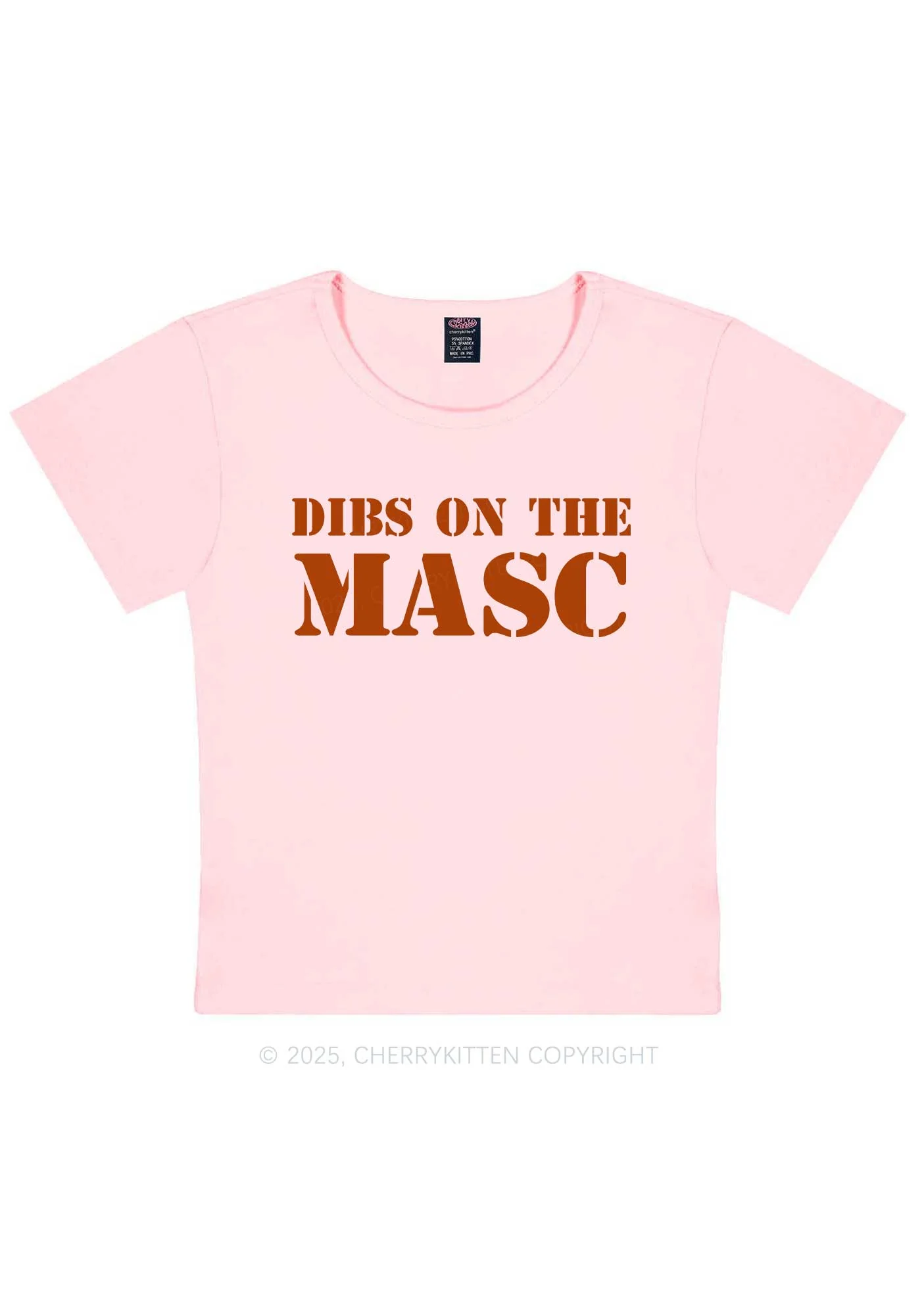 Dibs On The Masc Pride Y2K Baby Tee Cherrykitten - Image 12