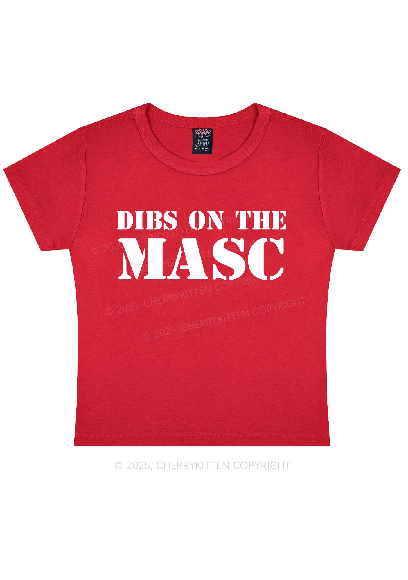 Dibs On The Masc Pride Y2K Baby Tee Cherrykitten - Image 7