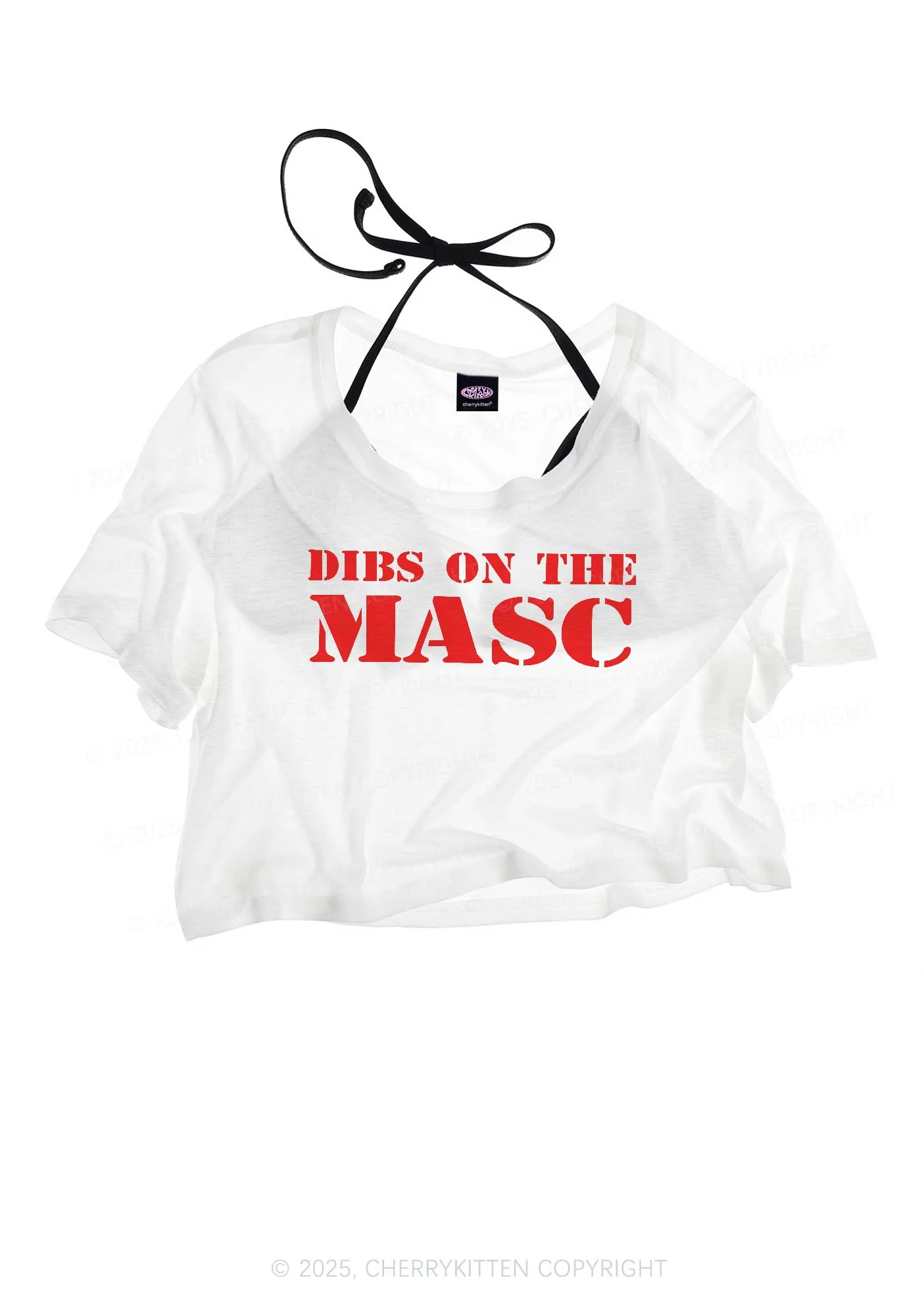 Dibs On The Masc Pride Y2K Sheer Crop Tee Cherrykitten - Image 3