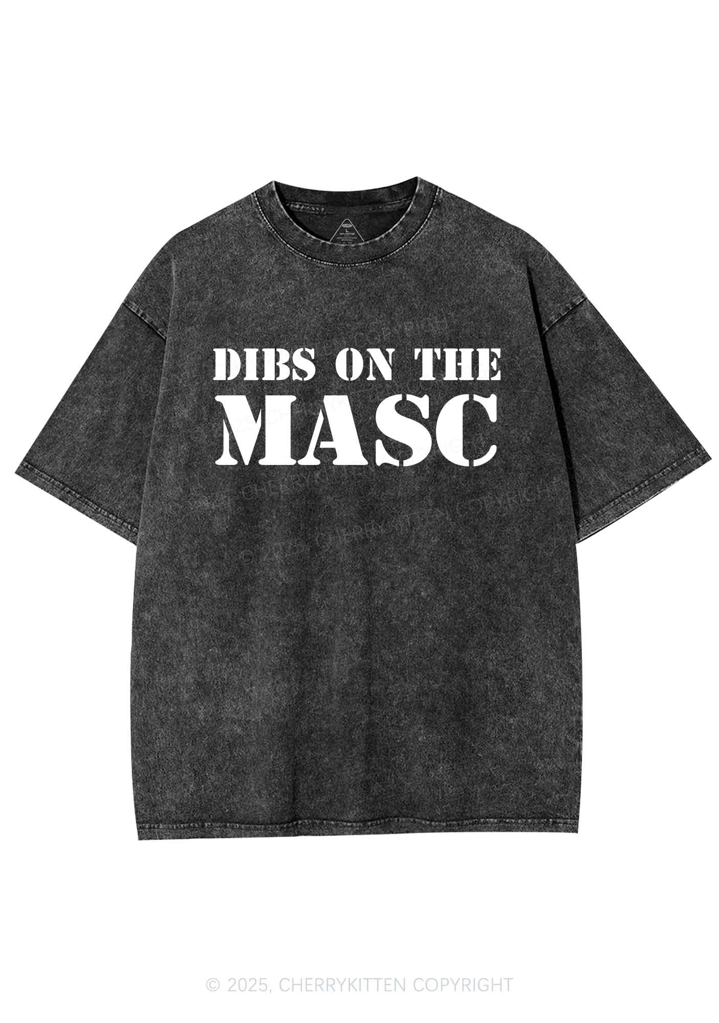 Dibs On The Masc Pride Y2K Shirts Washed Tee Cherrykitten - Image 3