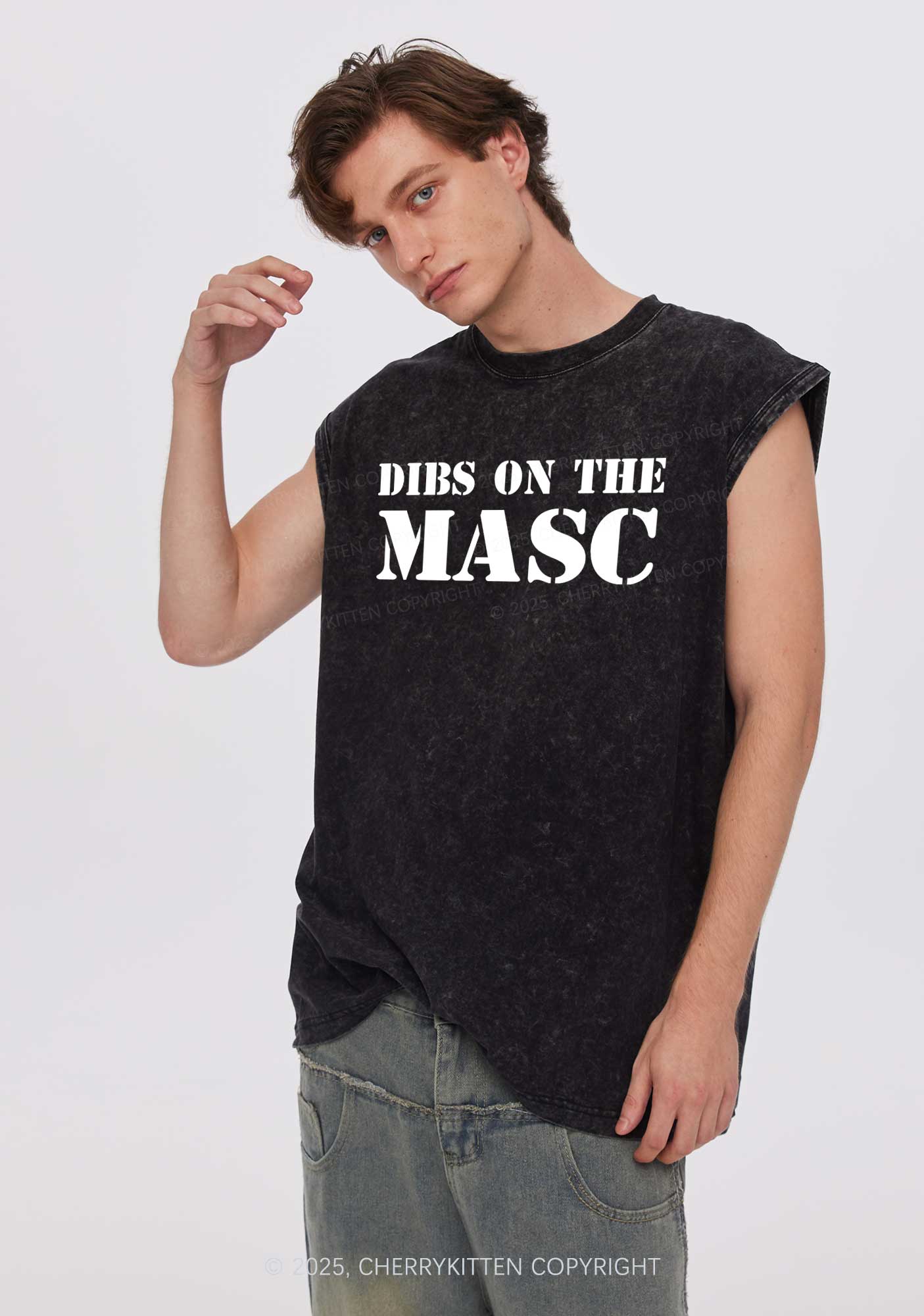 Dibs On The Masc Pride Y2K Washed Muscle Tank Cherrykitten - Image 2