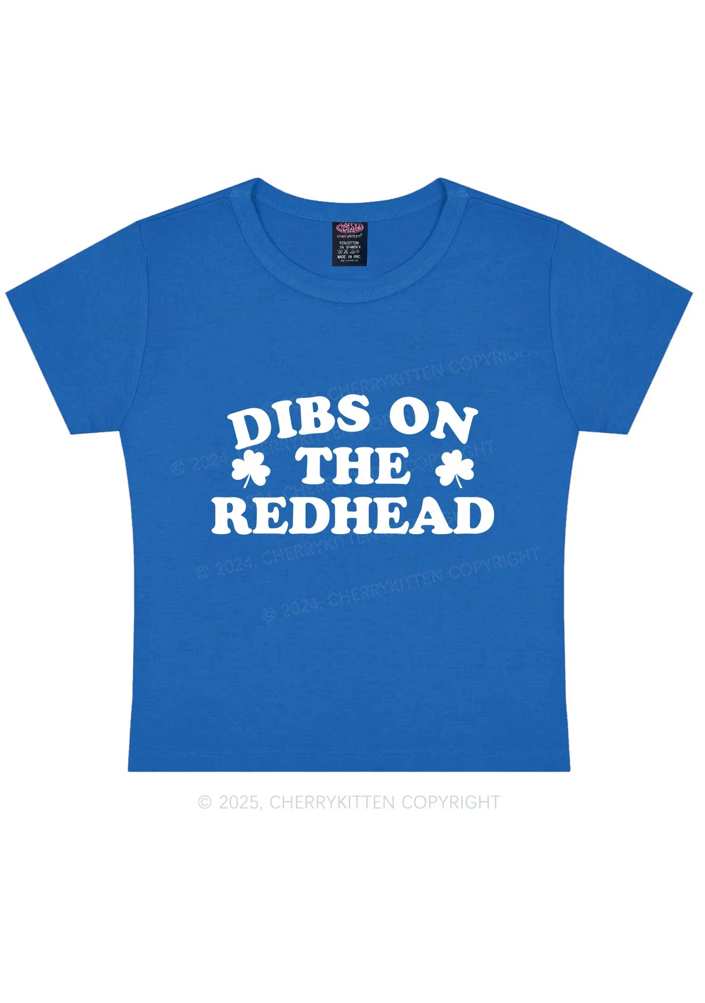Dibs On The Redhead St Patricks Y2K Baby Tee Cherrykitten - Image 11