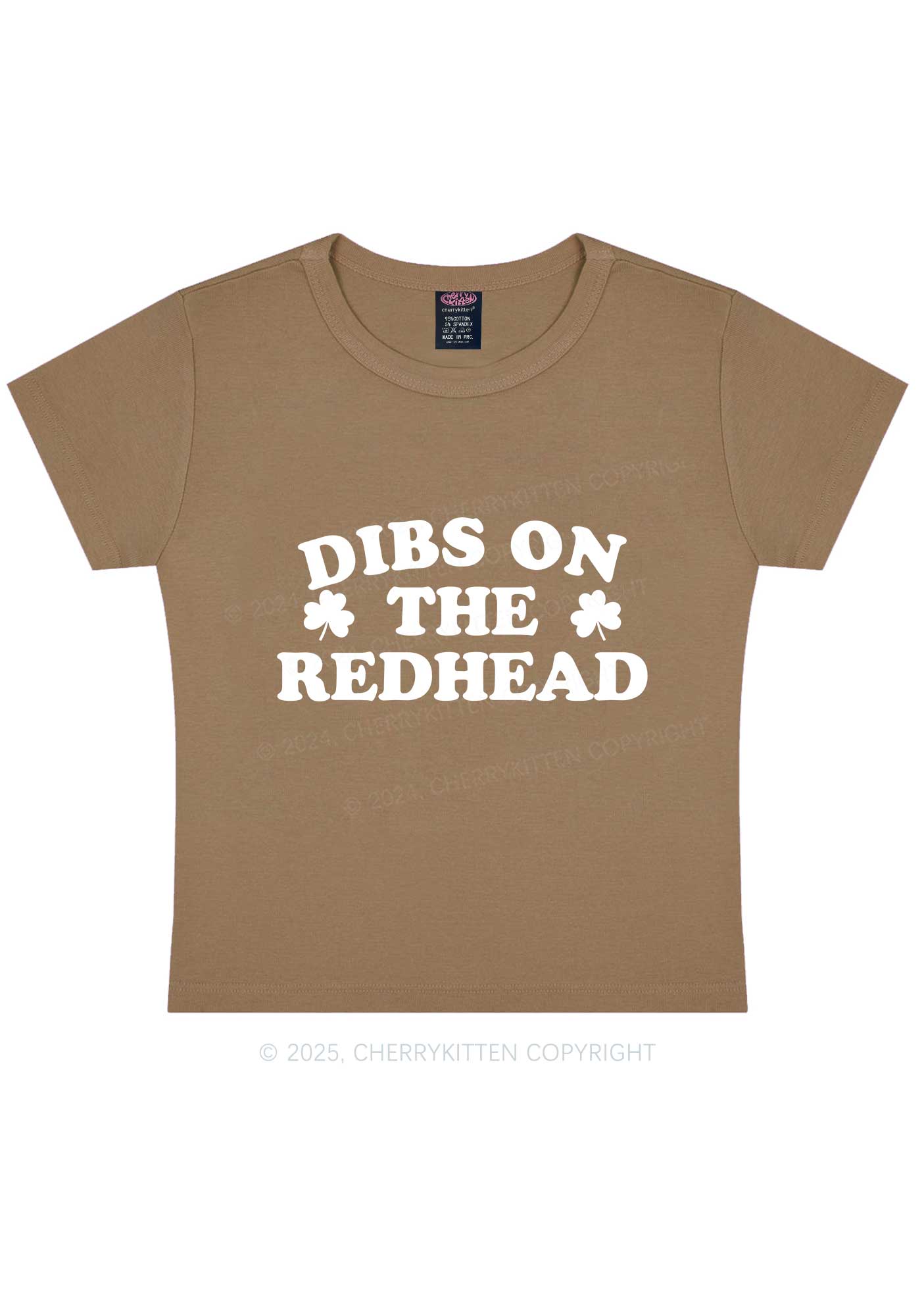 Dibs On The Redhead St Patricks Y2K Baby Tee Cherrykitten - Image 12