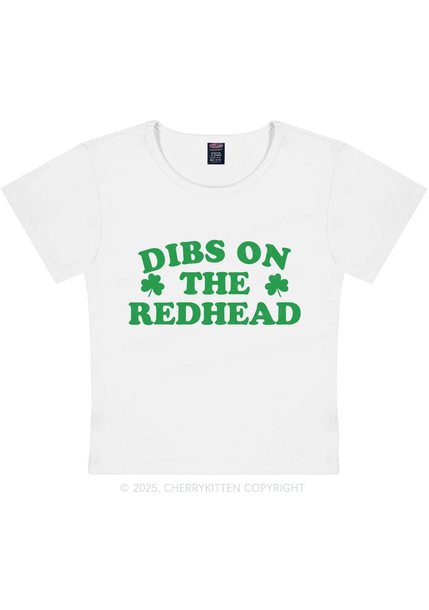 Dibs On The Redhead St Patricks Y2K Baby Tee Cherrykitten - Image 4