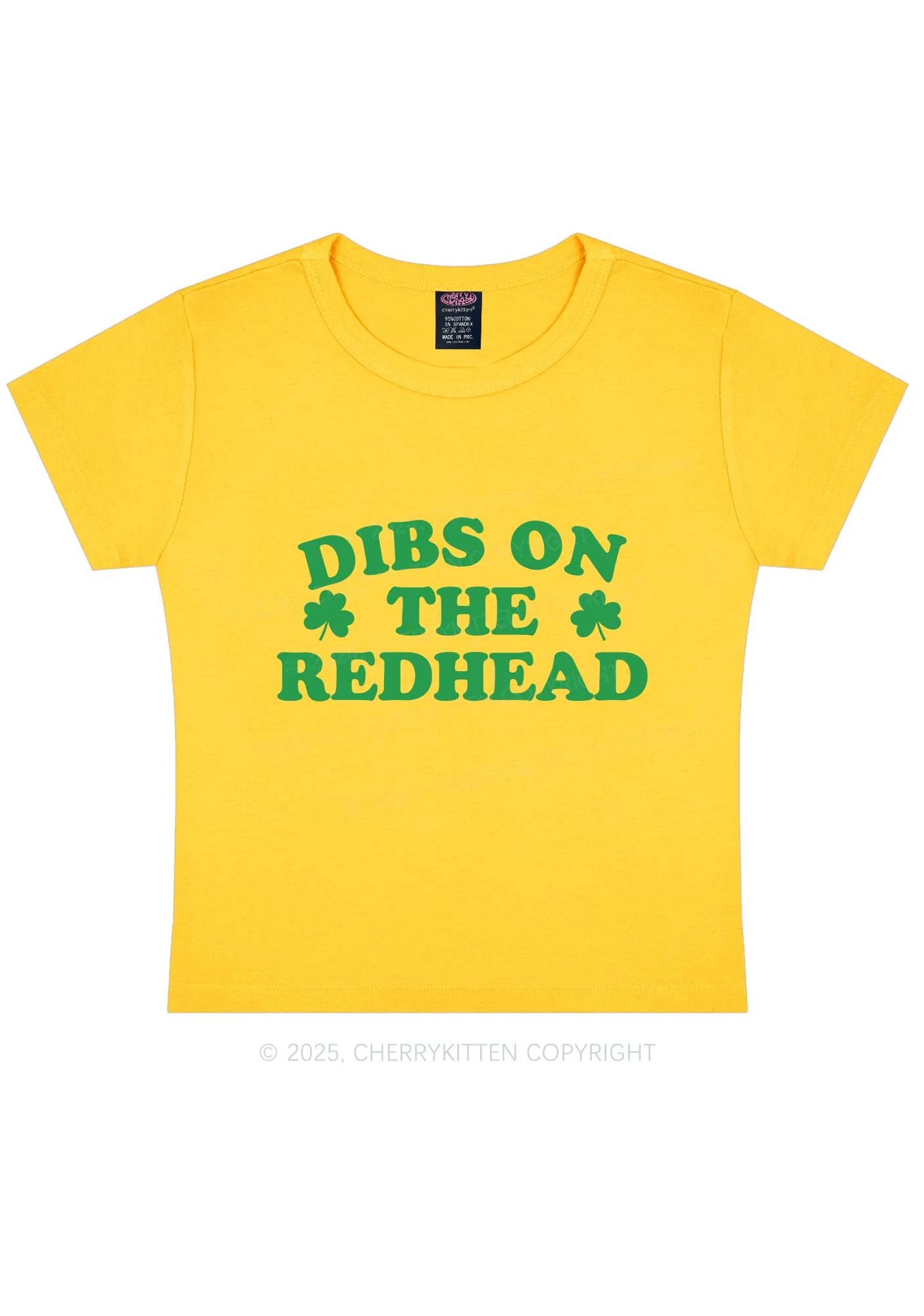 Dibs On The Redhead St Patricks Y2K Baby Tee Cherrykitten - Image 5