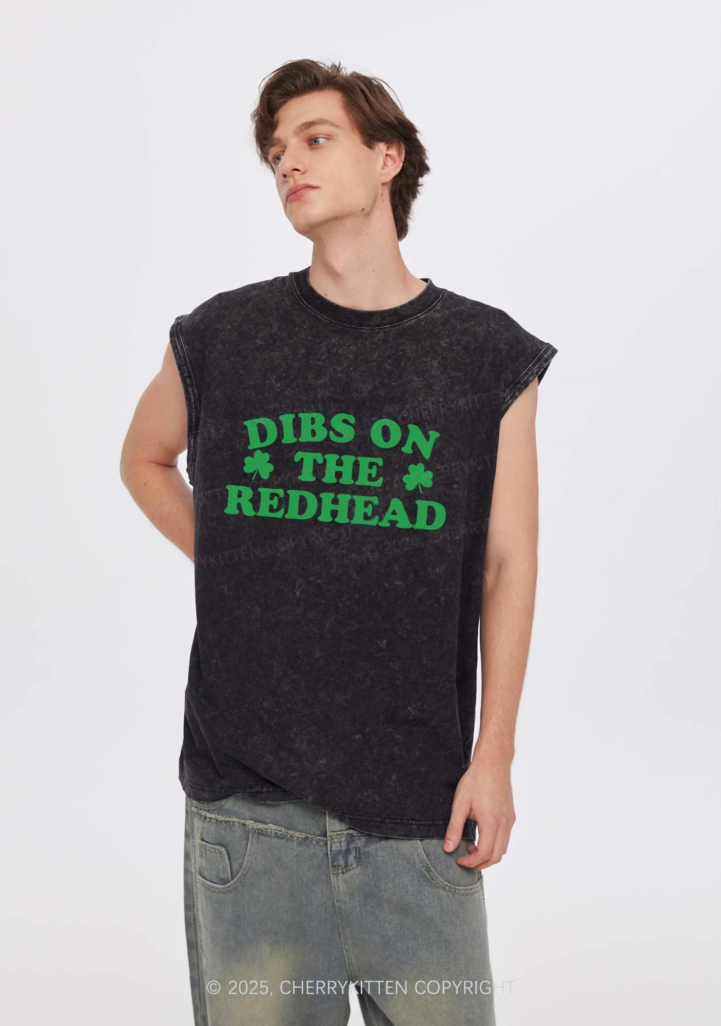 Dibs On The Redhead St Patricks Y2K Washed Tank Cherrykitten - Image 2