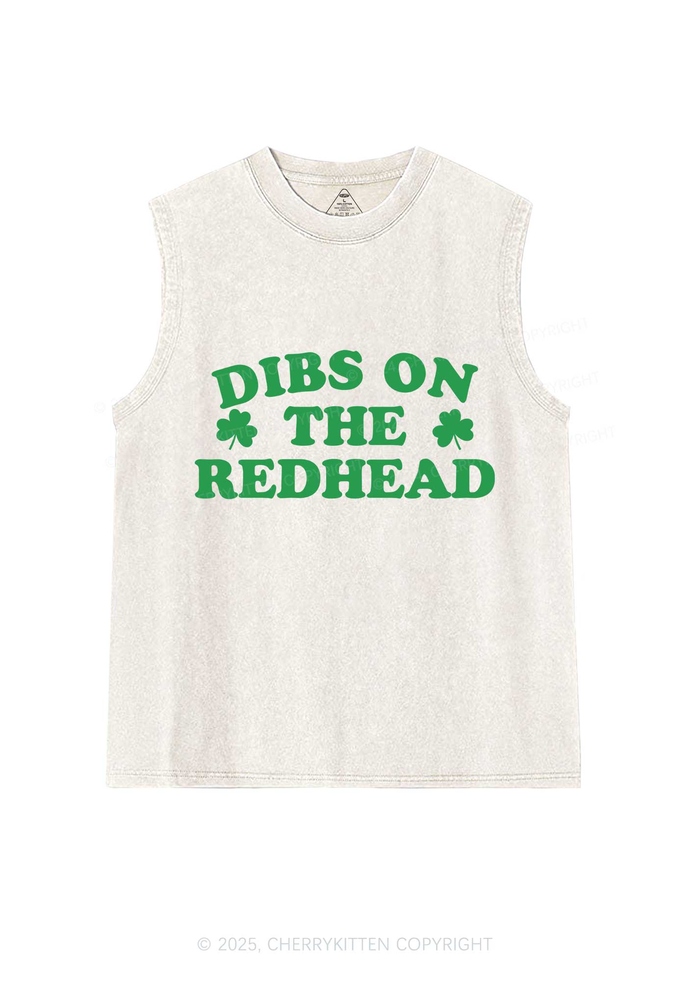 Dibs On The Redhead St Patricks Y2K Washed Tank Cherrykitten - Image 3