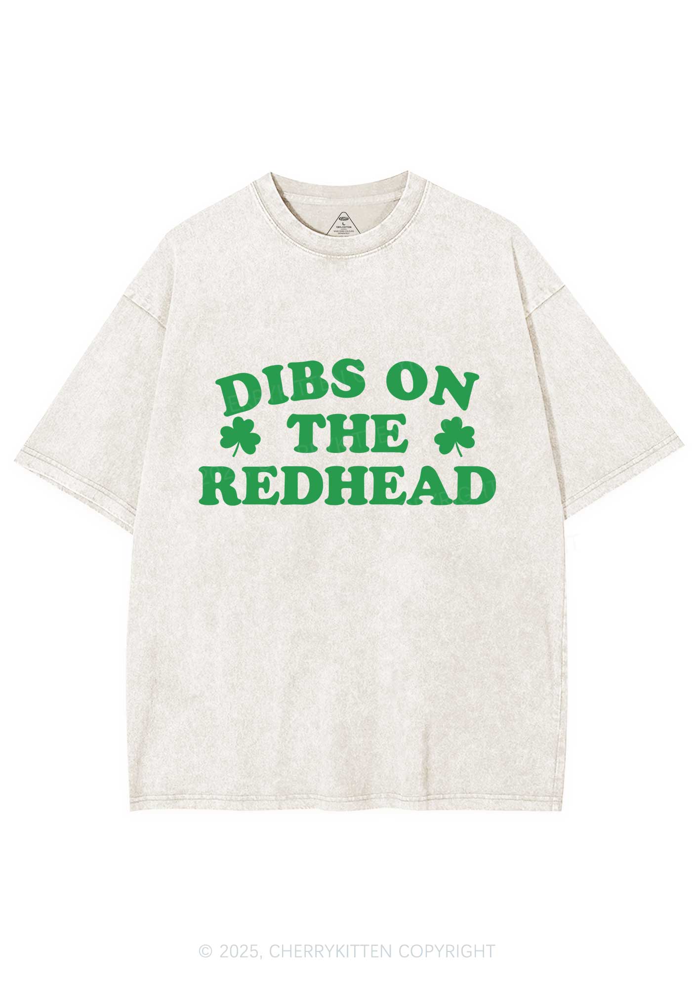 Dibs On The Redhead St Patricks Y2K Washed Tee Cherrykitten - Image 3