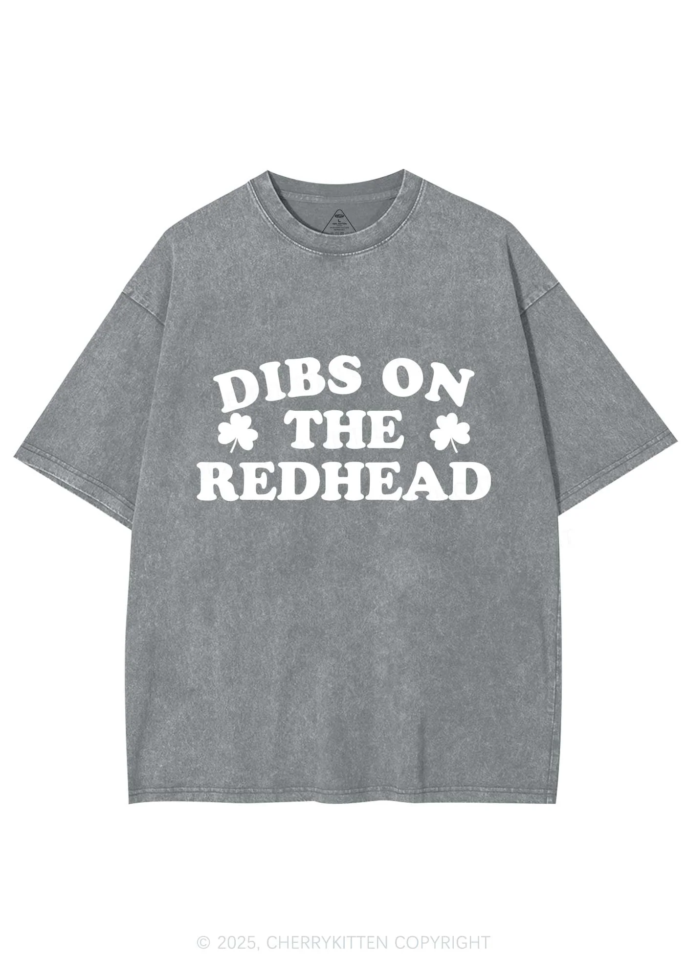 Dibs On The Redhead St Patricks Y2K Washed Tee Cherrykitten - Image 6