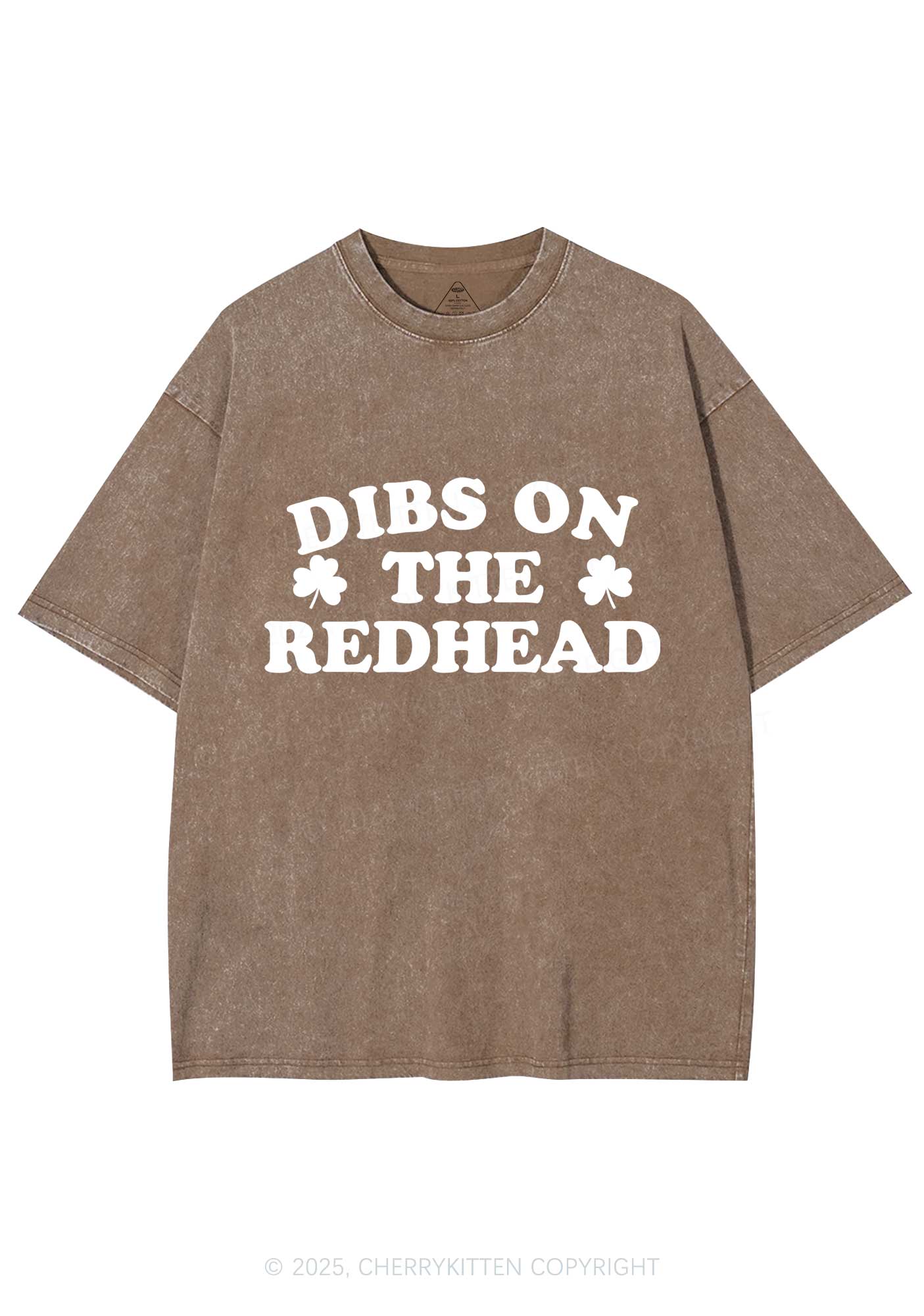 Dibs On The Redhead St Patricks Y2K Washed Tee Cherrykitten - Image 7